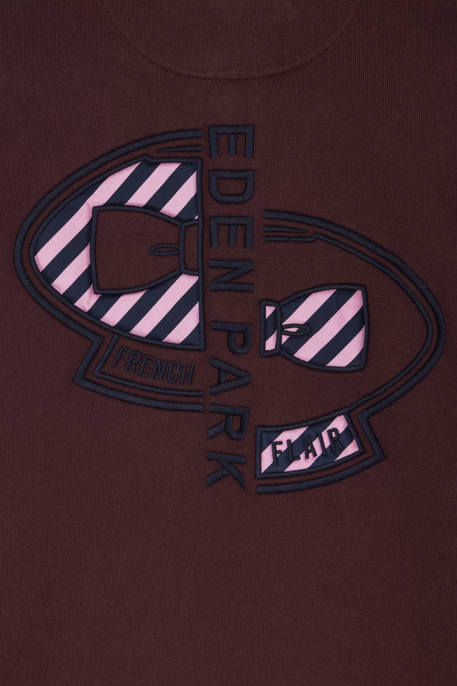 Eden Park Regular burgundy striped long-sleeved cotton rugby shirt with tie fabric patchwork< Rugby Shirts