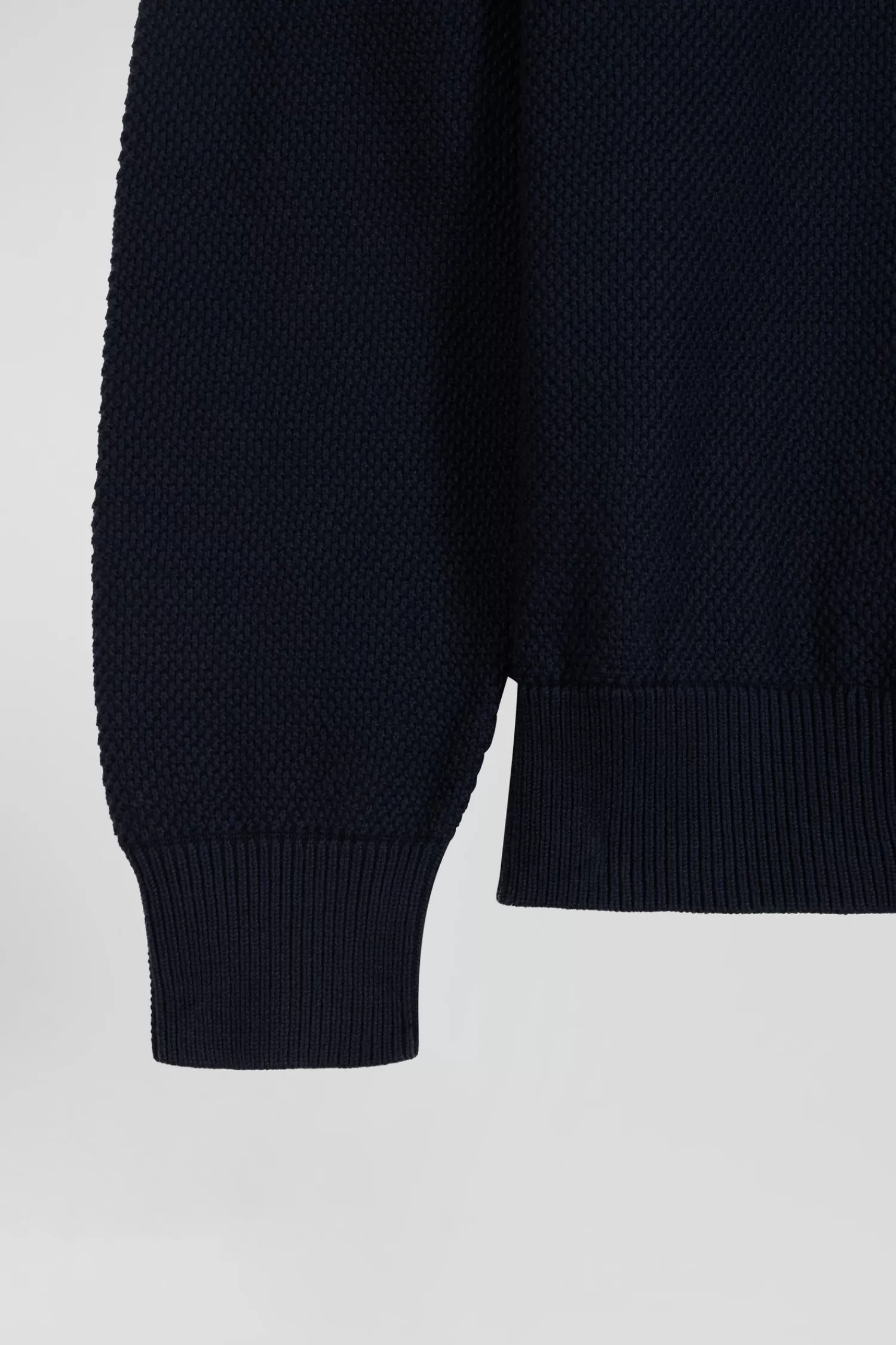 Eden Park Regular burgundy wool and cotton jumper with knit patterns and rugby shirt collar< Sweaters