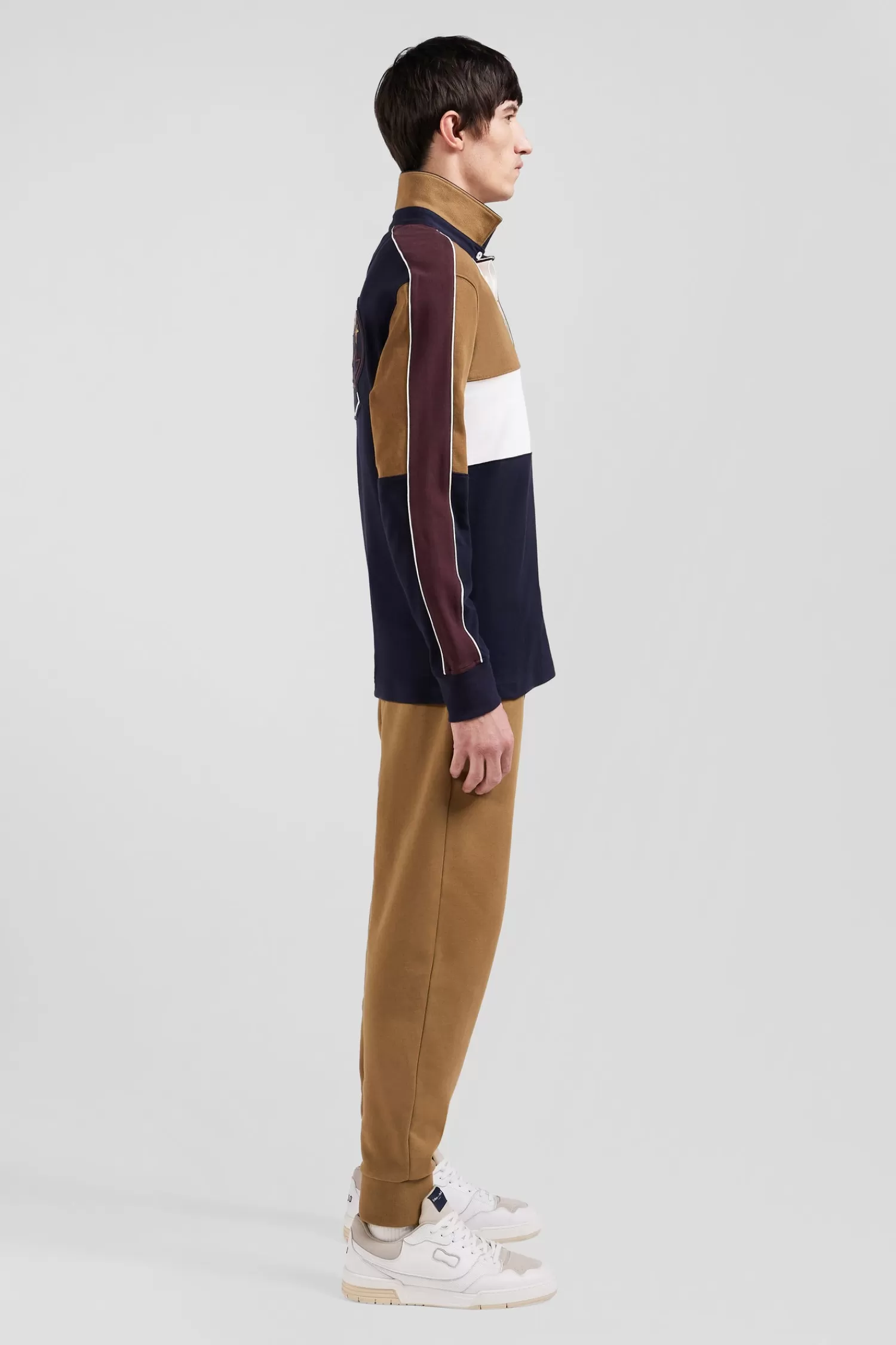 Eden Park Regular camel long-sleeved cotton rugby shirt with back embroidery and piping< Rugby Shirts