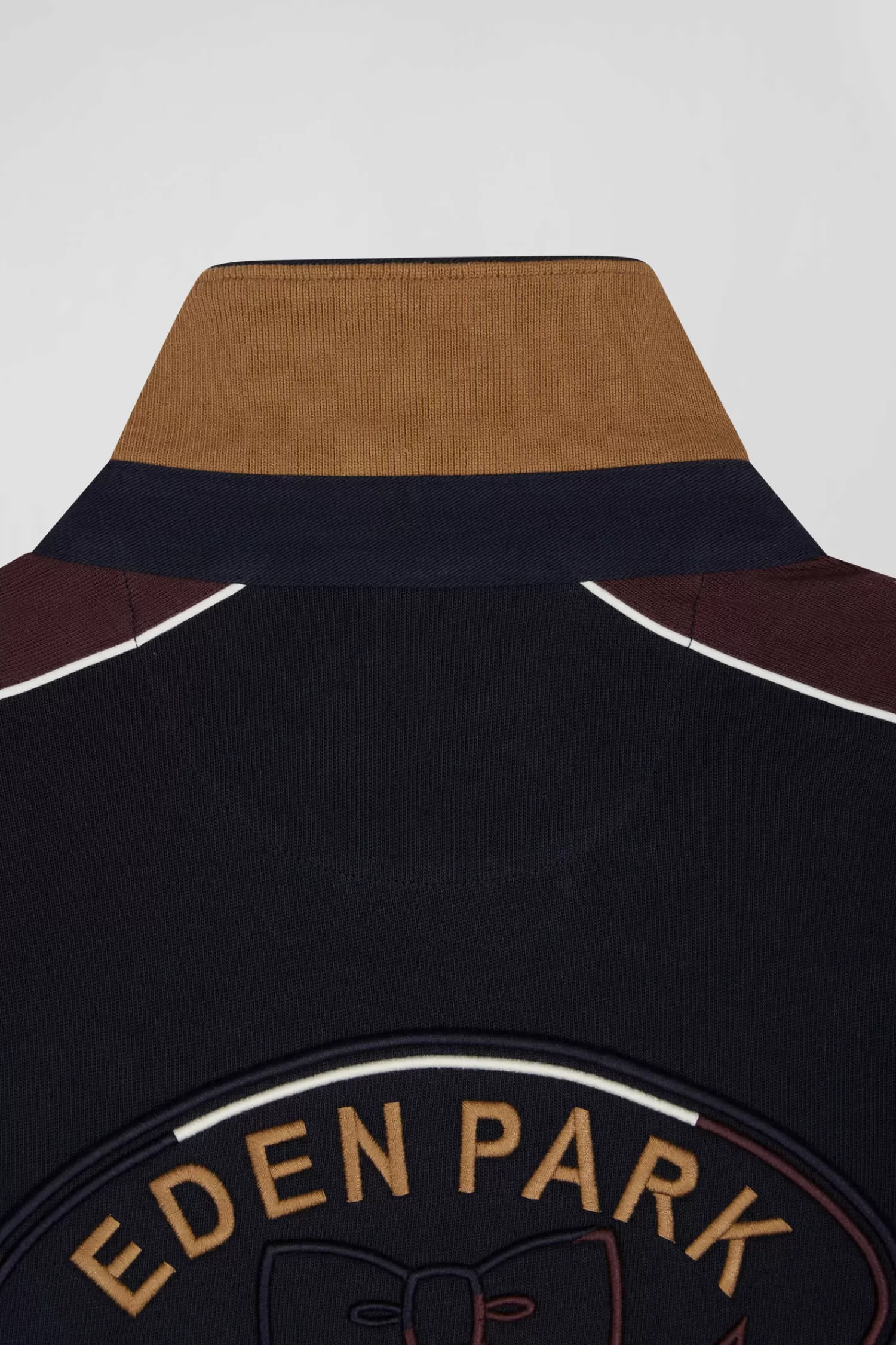 Eden Park Regular camel long-sleeved cotton rugby shirt with back embroidery and piping< Rugby Shirts