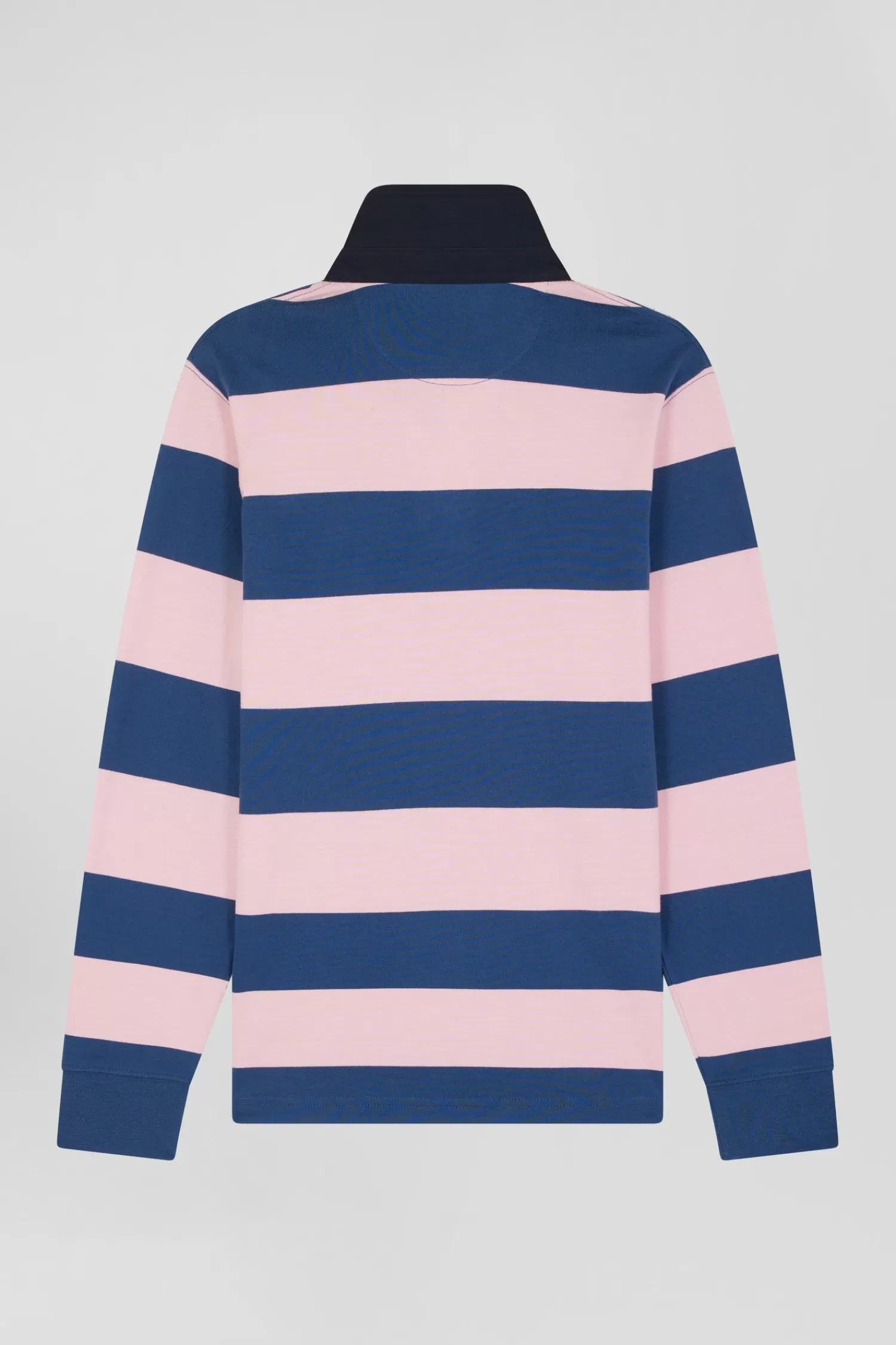 Eden Park Regular dark blue long-sleeved colourblock cotton rugby shirt with back 10 embroidery< Rugby Shirts
