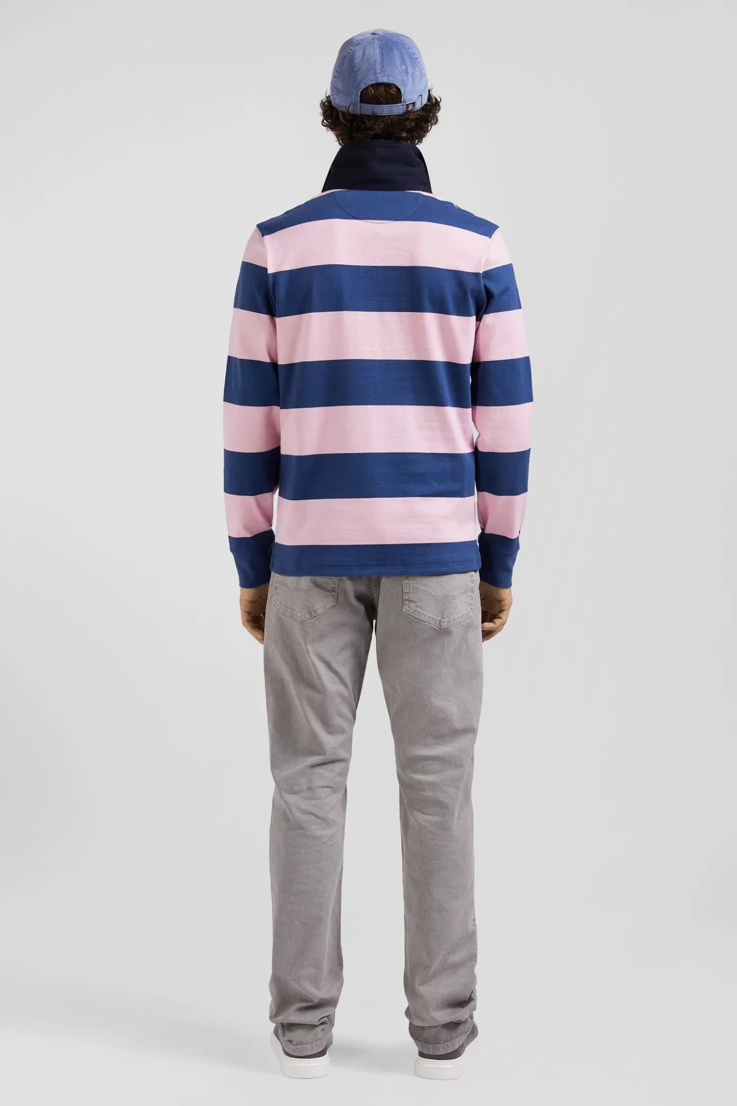 Eden Park Regular dark blue long-sleeved colourblock cotton rugby shirt with back 10 embroidery< Rugby Shirts