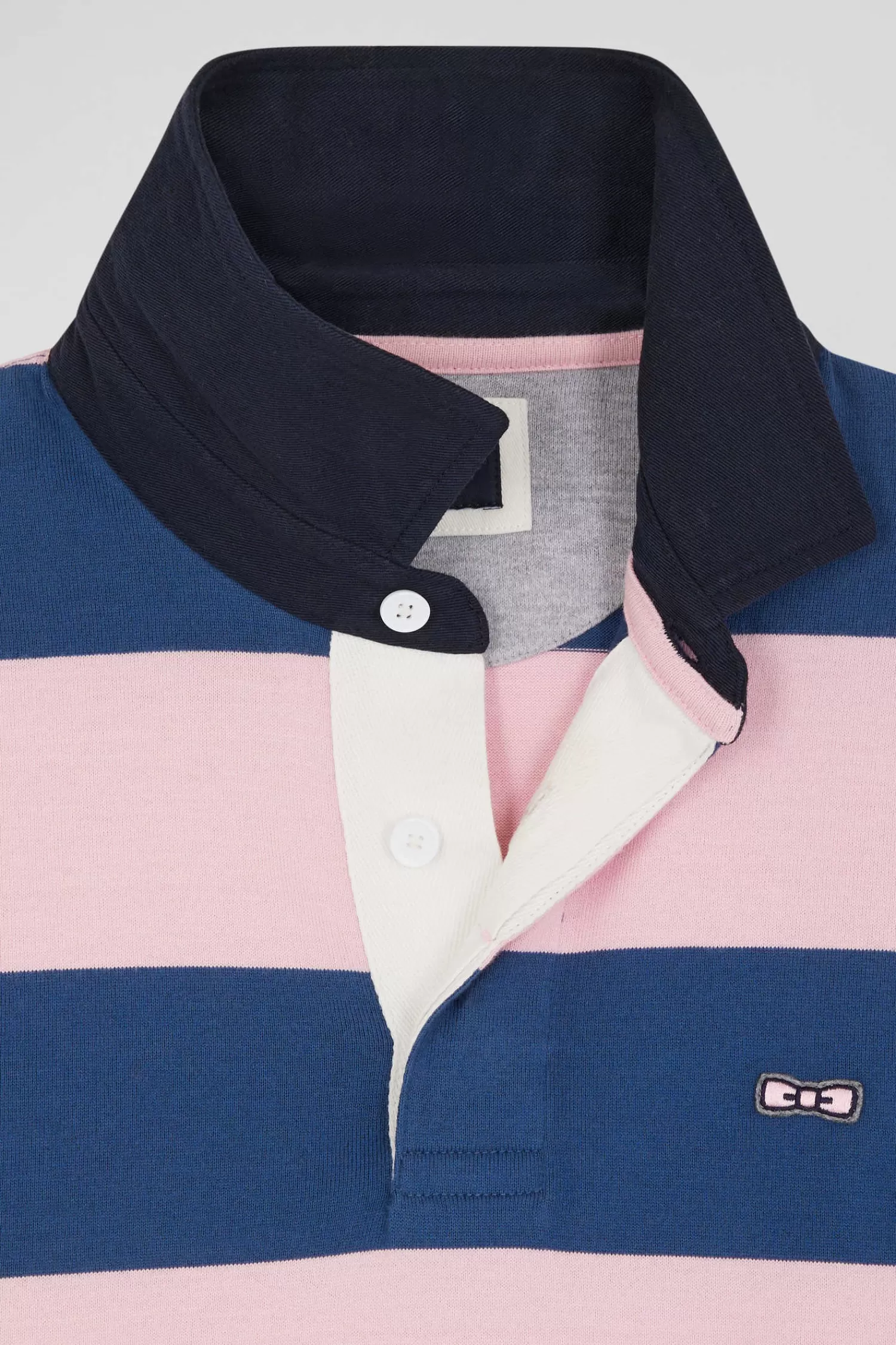 Eden Park Regular dark blue long-sleeved colourblock cotton rugby shirt with back 10 embroidery< Rugby Shirts