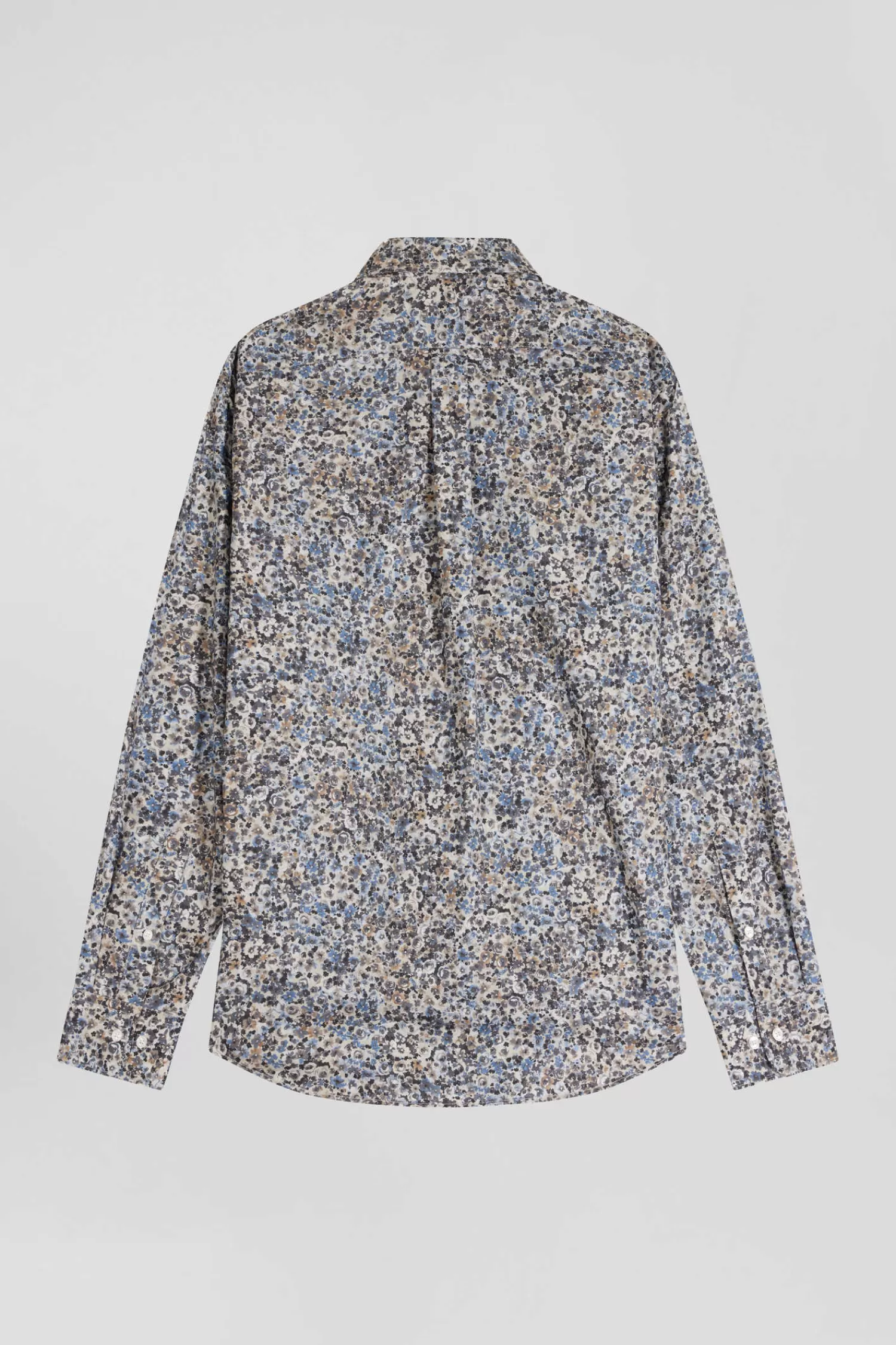 Eden Park Regular ecru cotton poplin shirt with micro floral print< Shirts