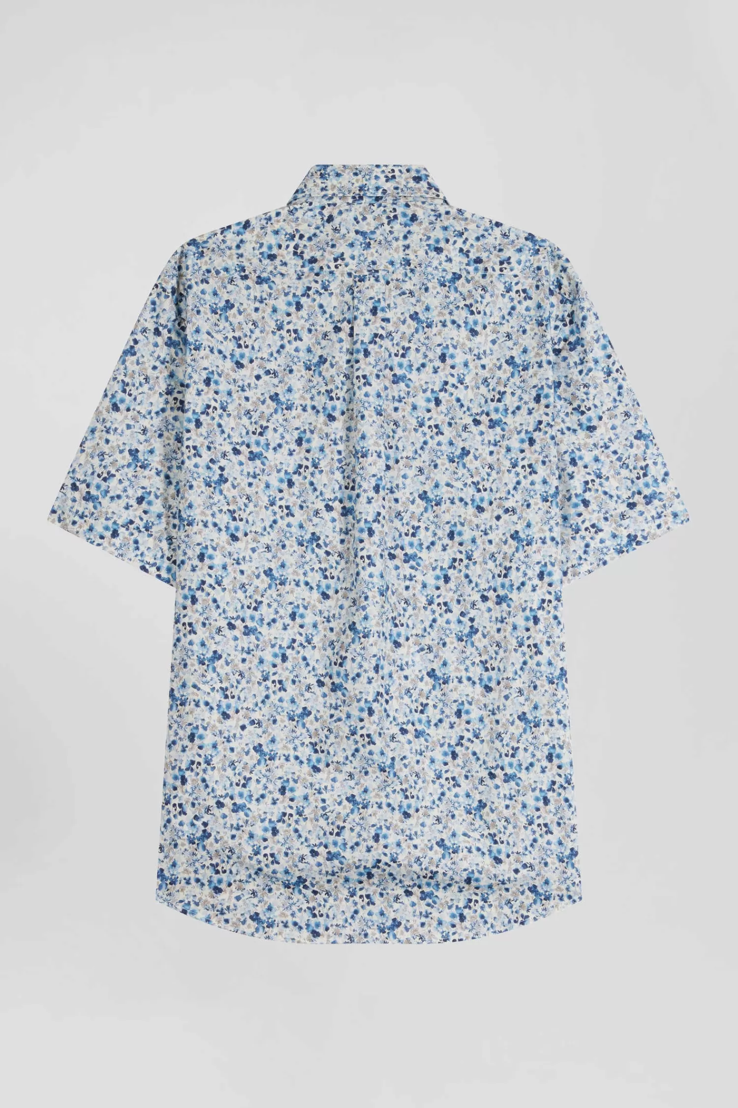 Eden Park Regular ecru cotton short-sleeved shirt with micro floral print< Short-sleeved Shirts