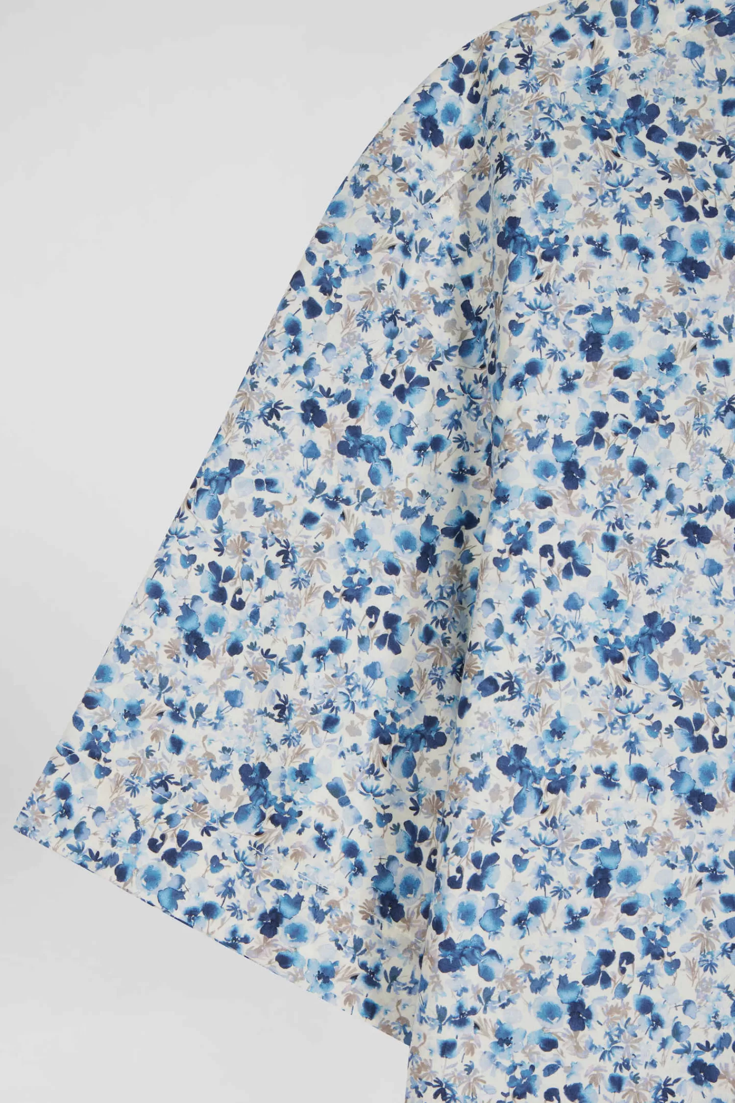 Eden Park Regular ecru cotton short-sleeved shirt with micro floral print< Short-sleeved Shirts