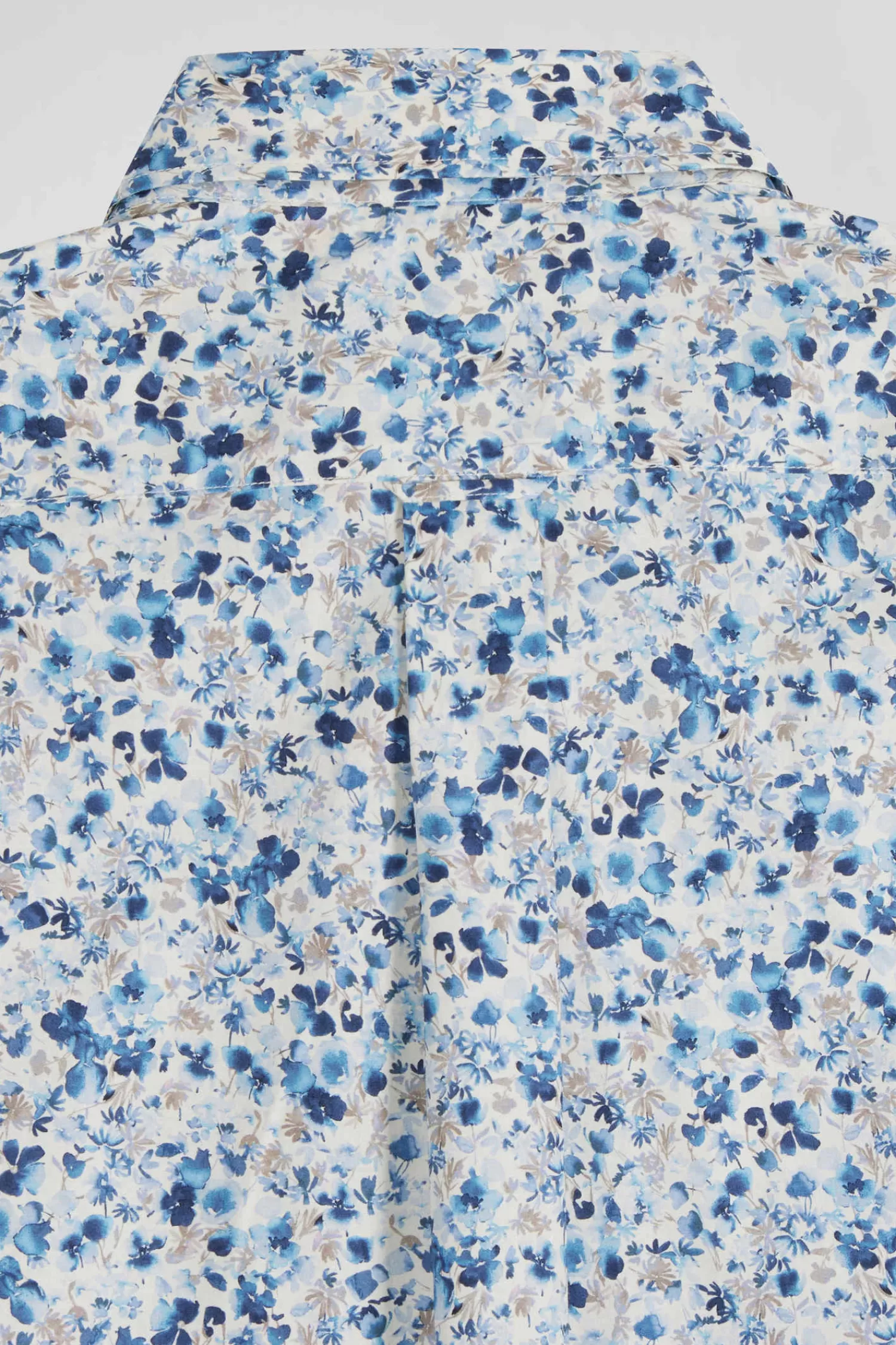 Eden Park Regular ecru cotton short-sleeved shirt with micro floral print< Short-sleeved Shirts
