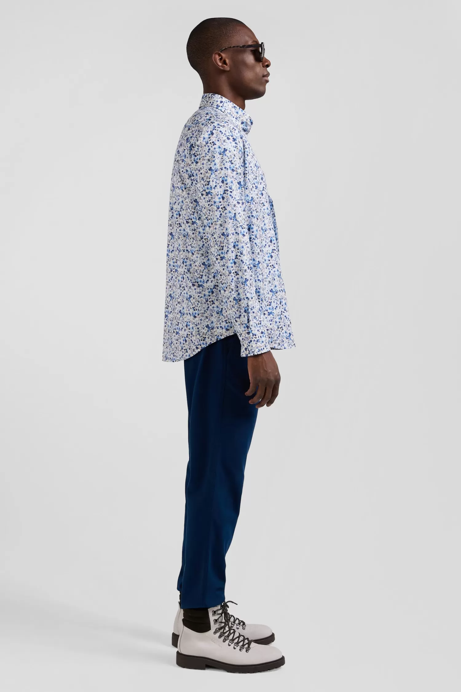 Eden Park Regular ecru Pima cotton poplin shirt micro floral print< Shirts