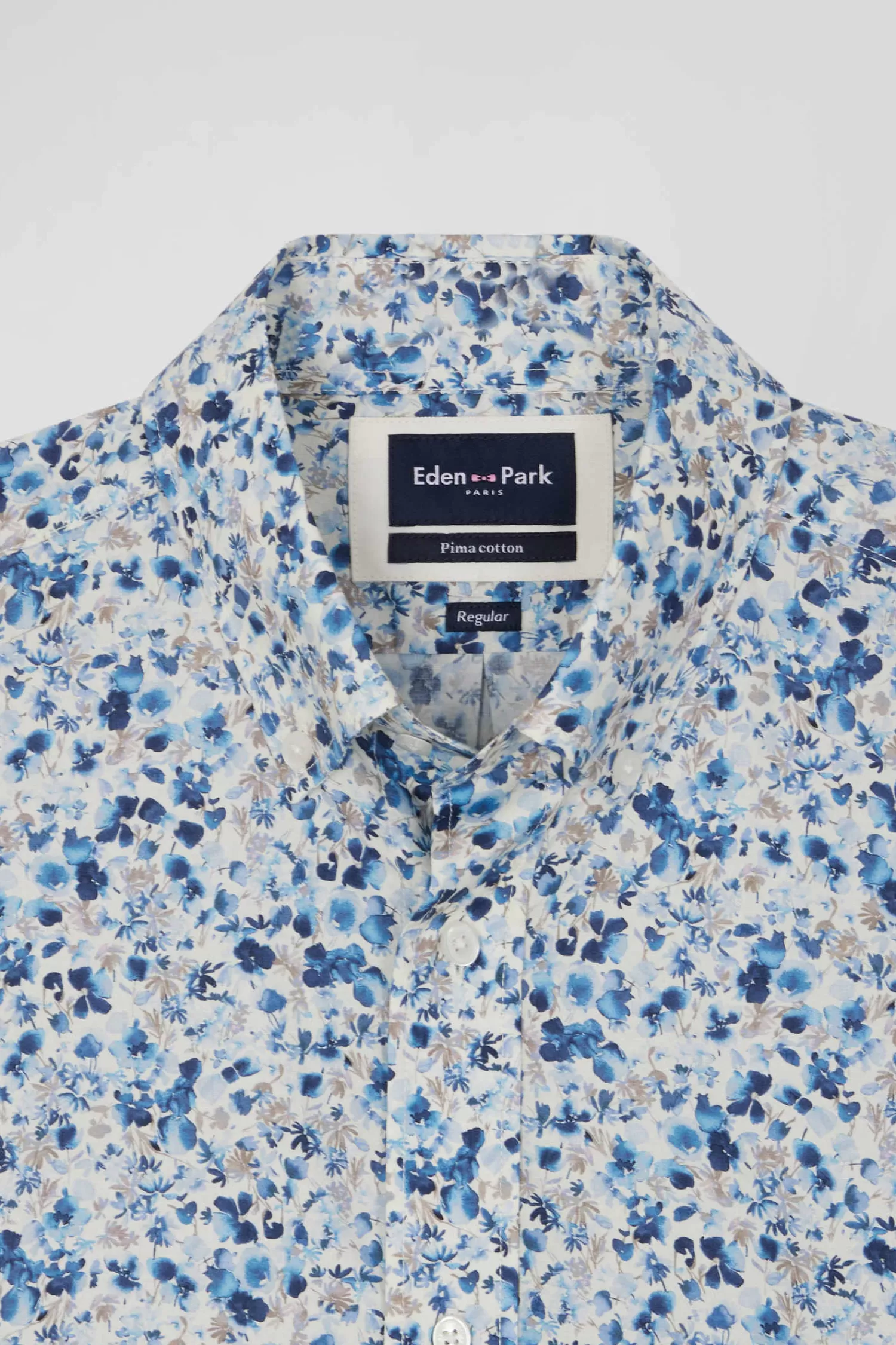 Eden Park Regular ecru Pima cotton poplin shirt micro floral print< Shirts