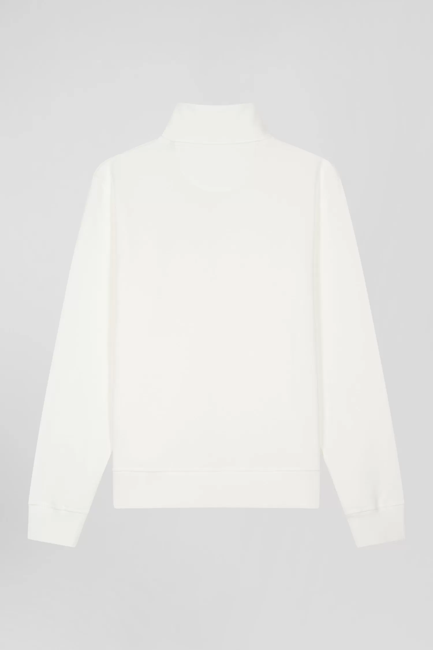 Eden Park Regular ecru zipped brushed cotton fleece sweatshirt with high top collar< Sweatshirts