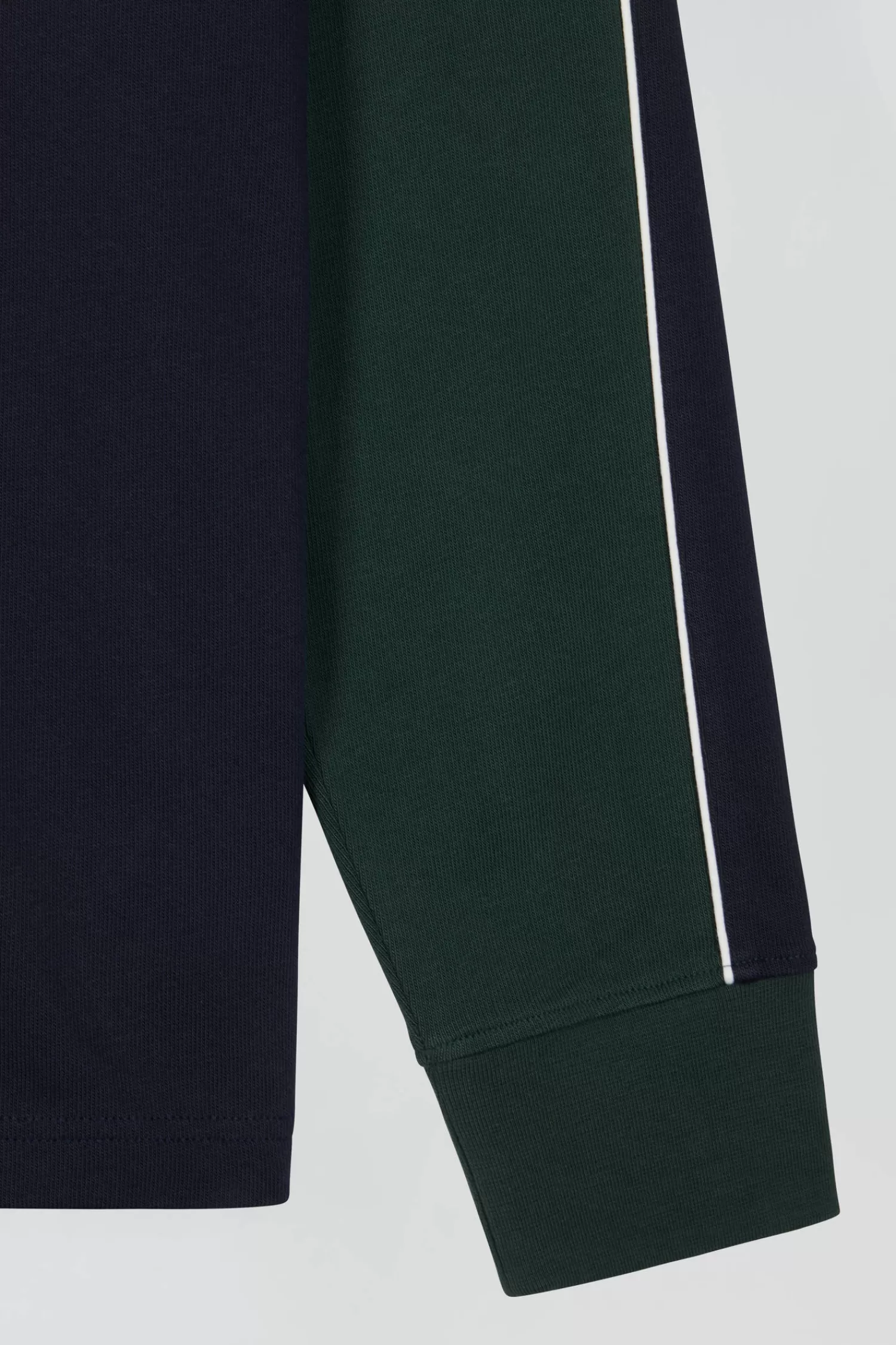 Eden Park Regular green and navy blue colorblock long-sleeved cotton rugby shirt< Rugby Shirts
