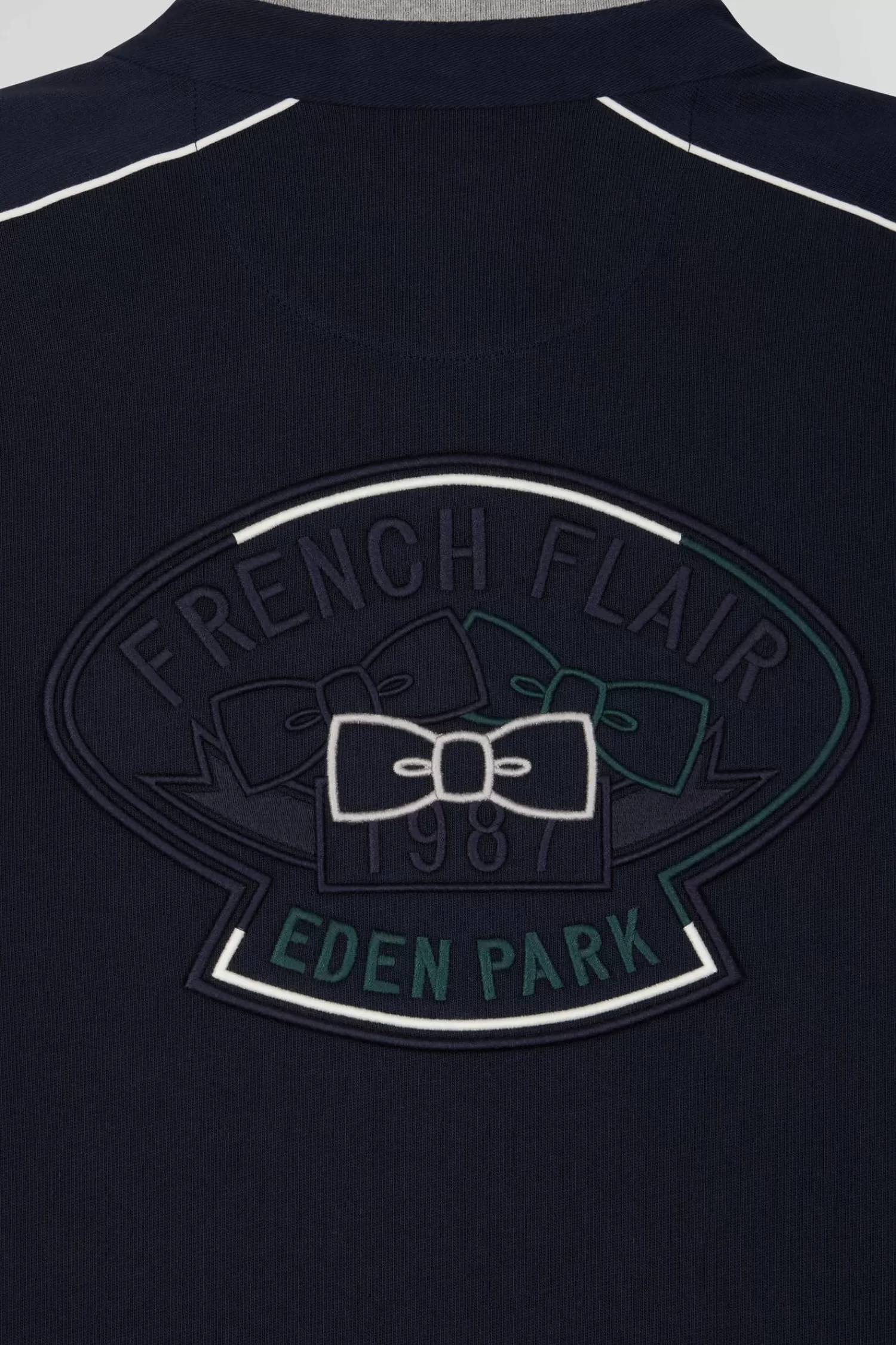 Eden Park Regular green and navy blue colorblock long-sleeved cotton rugby shirt< Rugby Shirts