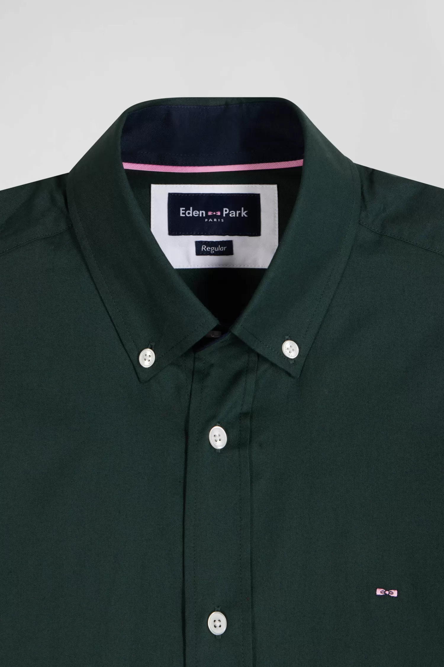 Eden Park Regular green and navy oxford cotton shirt with back embroidery< Shirts