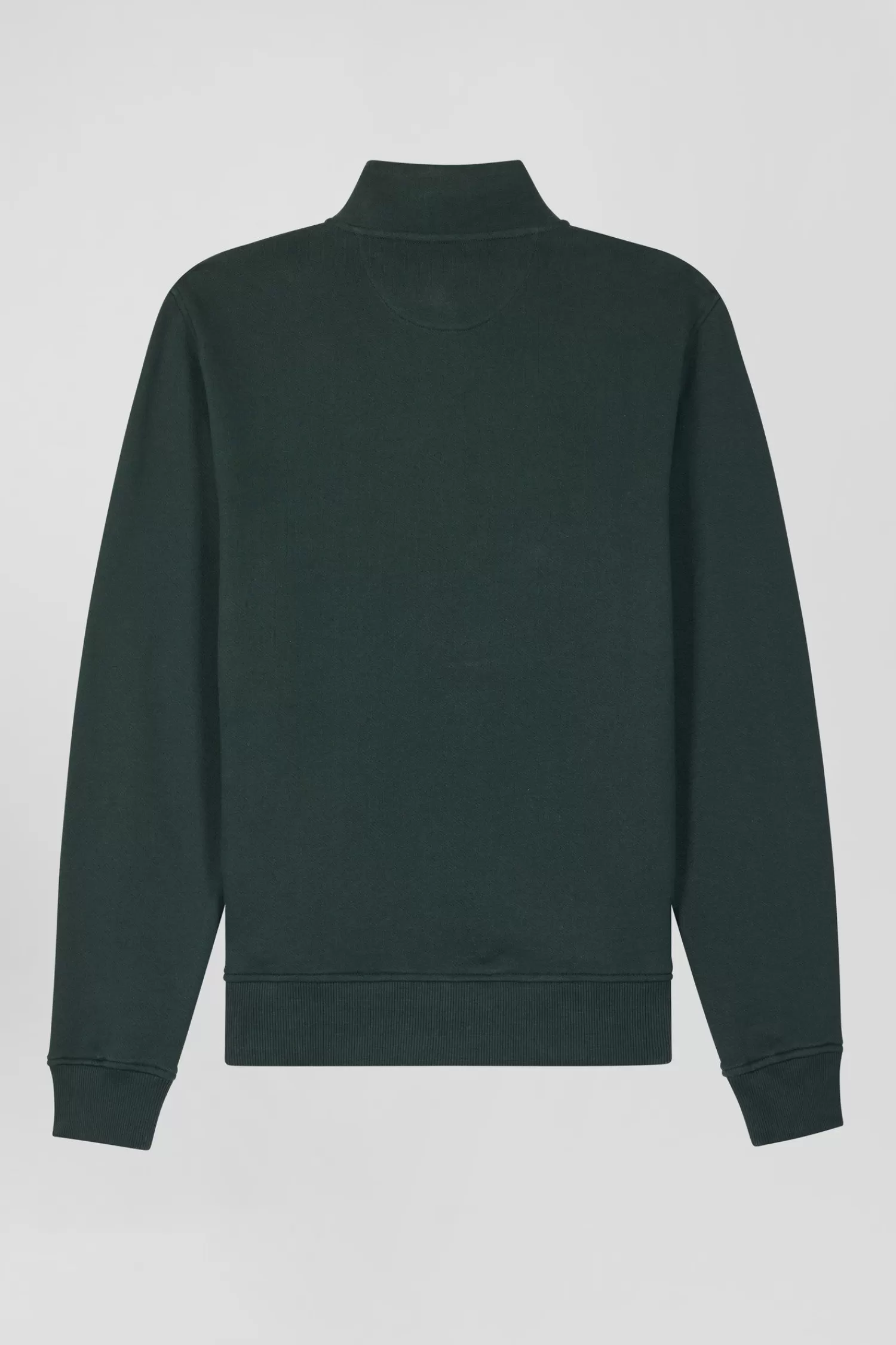 Eden Park Regular green brushed cotton fleece sweatshirt with high top collar< Sweatshirts