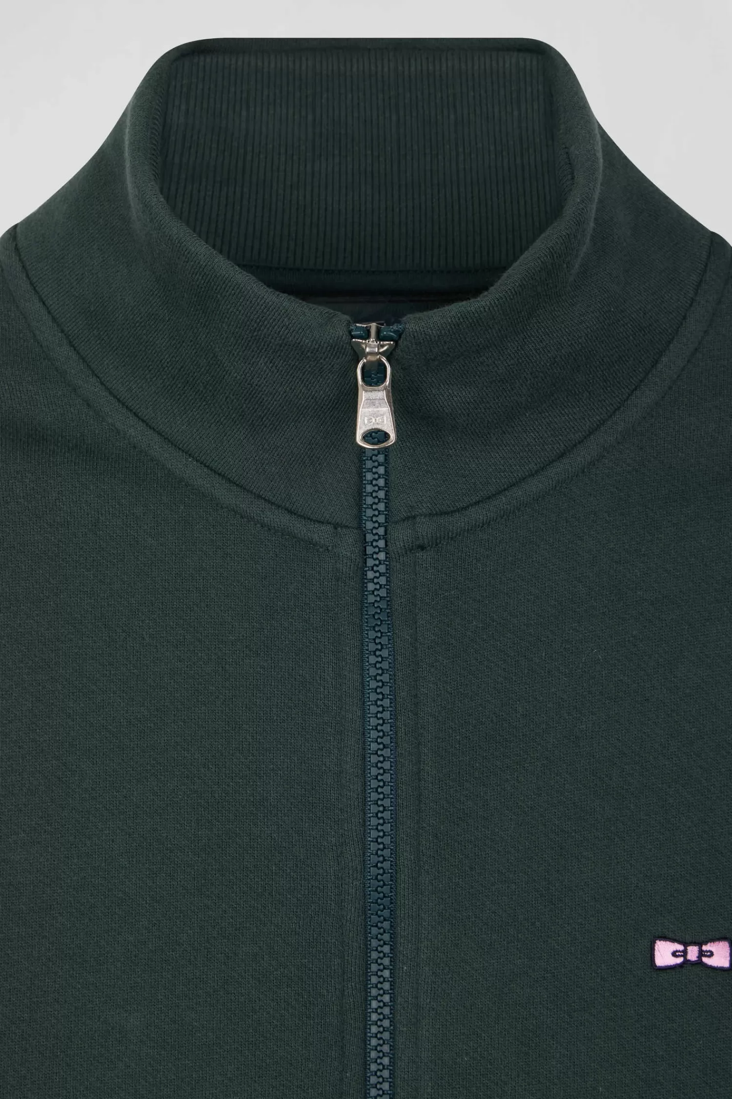 Eden Park Regular green brushed cotton fleece sweatshirt with high top collar< Sweatshirts