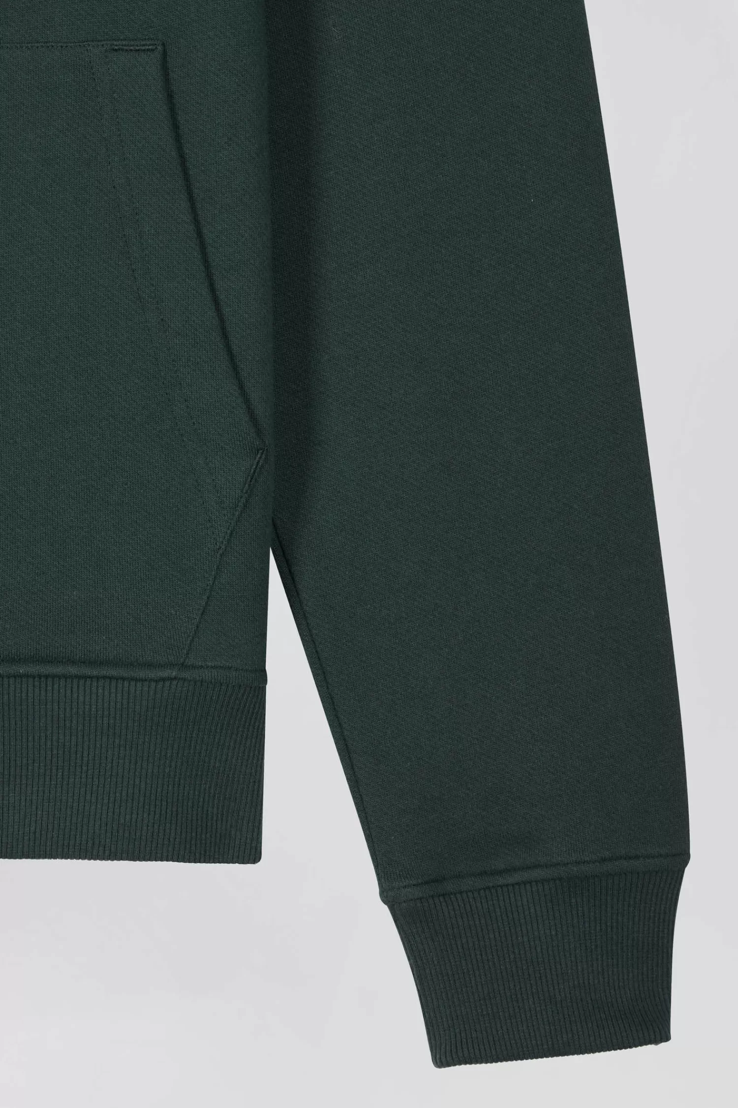 Eden Park Regular green brushed cotton fleece sweatshirt with high top collar< Sweatshirts