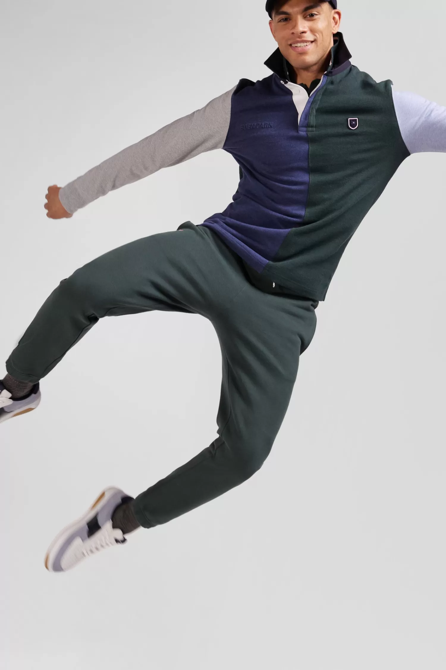 Eden Park Regular green colorblock long-sleeved cotton rugby shirt< Rugby Shirts