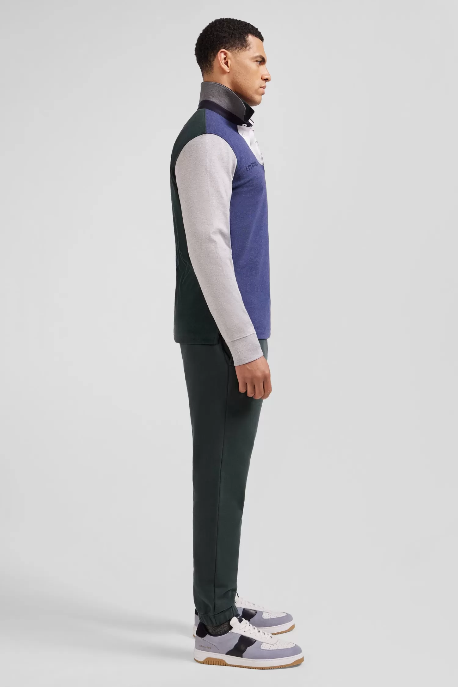 Eden Park Regular green colorblock long-sleeved cotton rugby shirt< Rugby Shirts