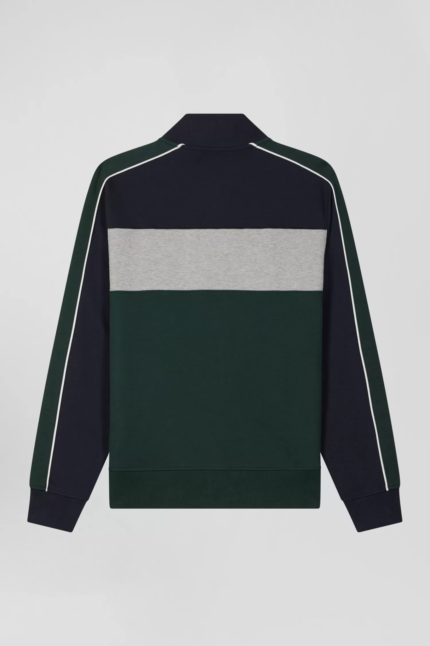 Eden Park Regular green colorblock zipped cotton blend sweatshirt< Sweatshirts