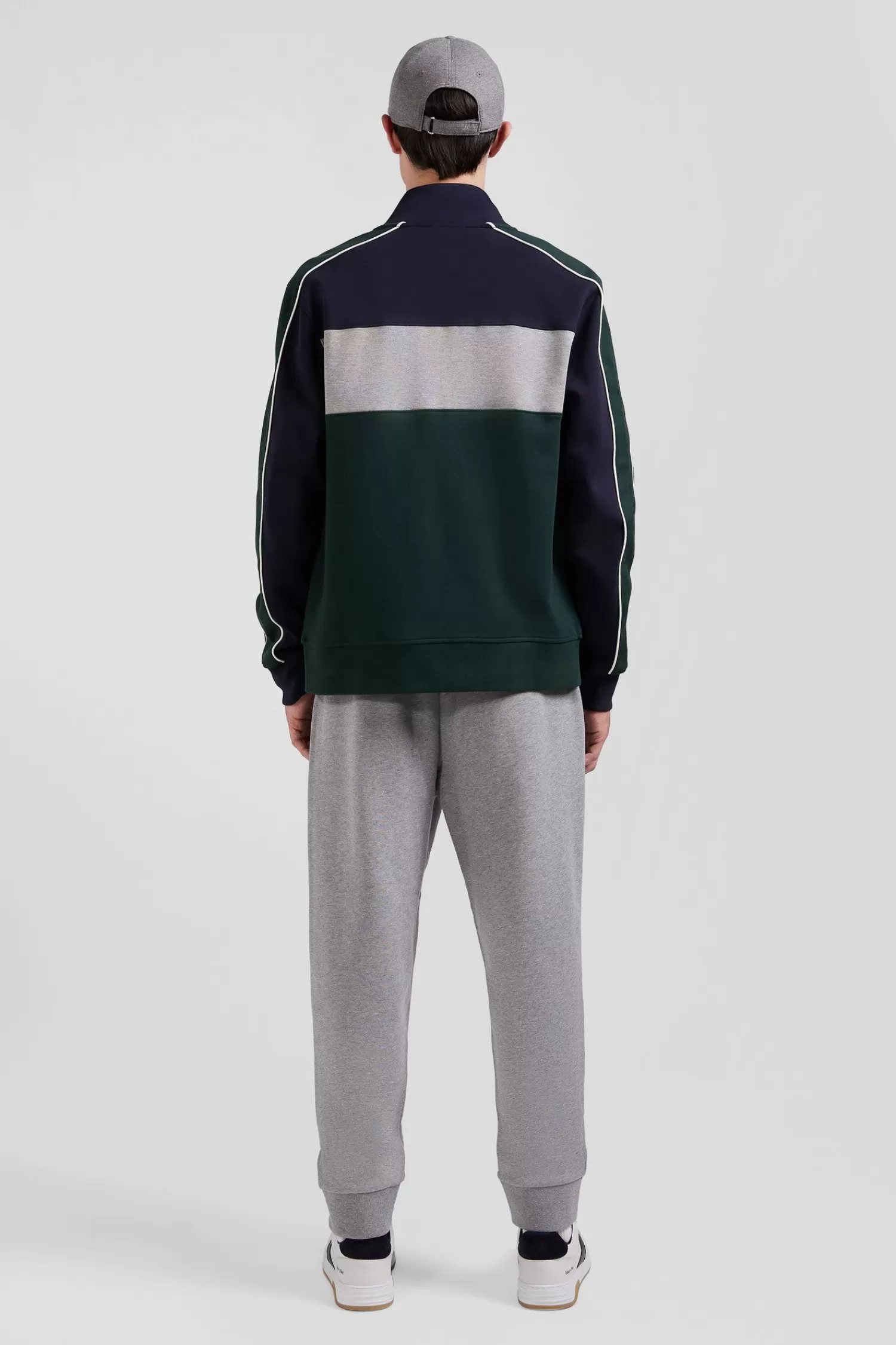 Eden Park Regular green colorblock zipped cotton blend sweatshirt< Sweatshirts