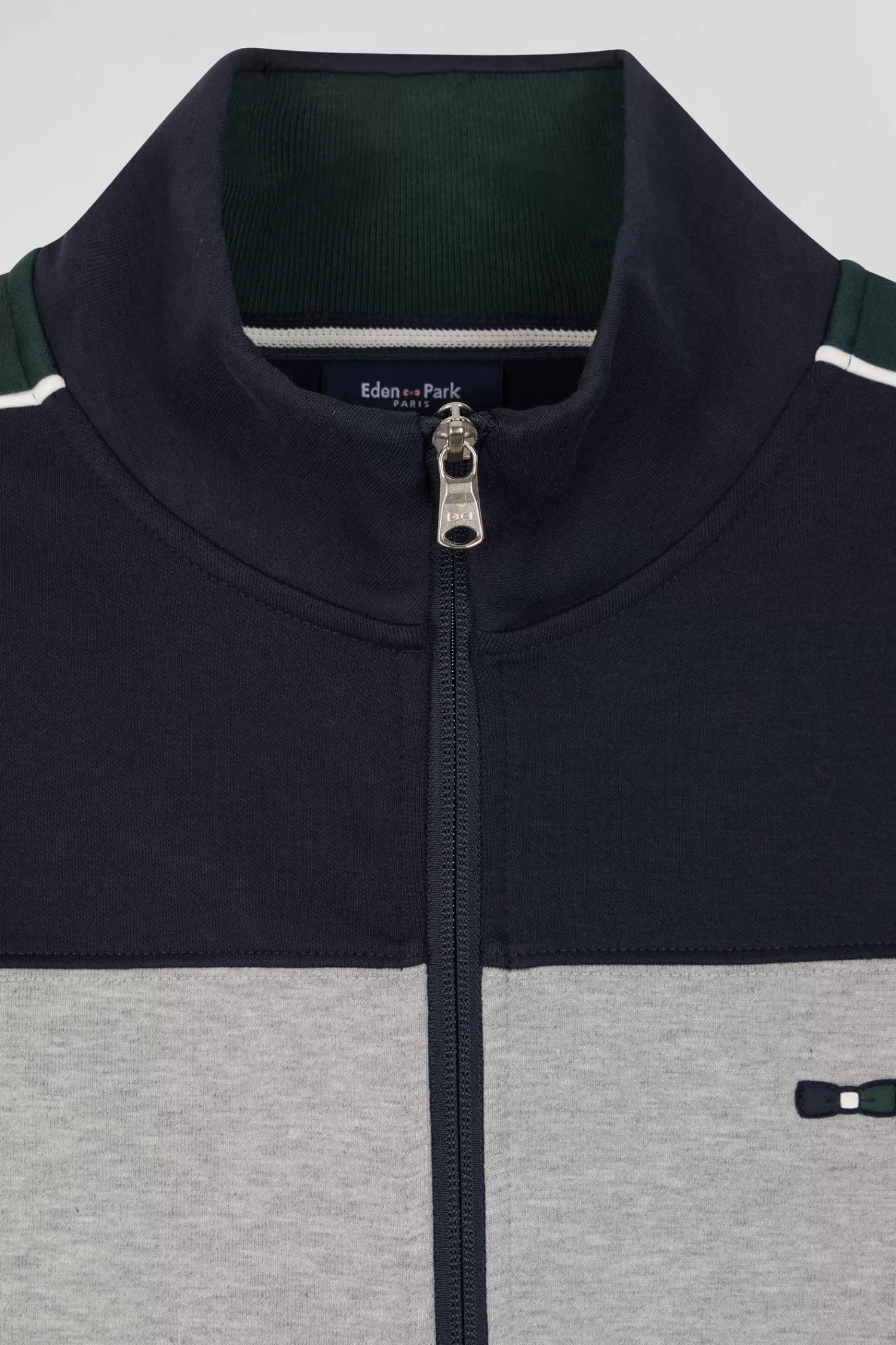 Eden Park Regular green colorblock zipped cotton blend sweatshirt< Sweatshirts
