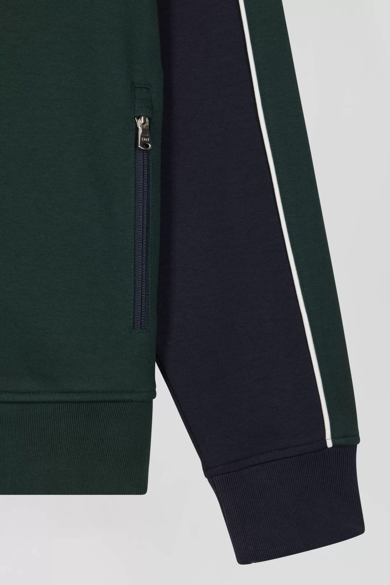 Eden Park Regular green colorblock zipped cotton blend sweatshirt< Sweatshirts