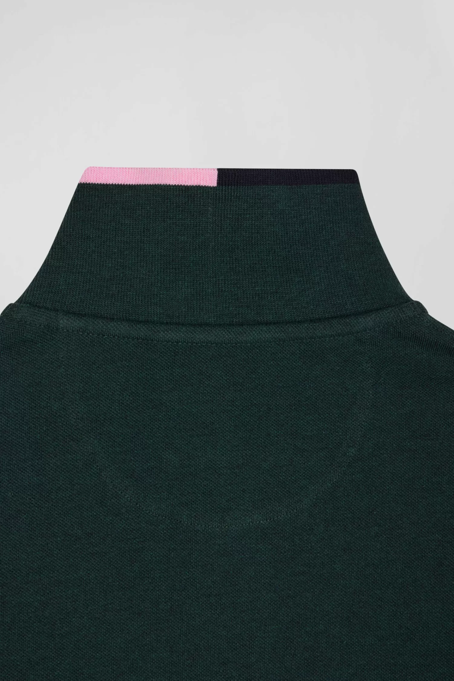 Eden Park Regular green long-sleeved cotton piqué polo shirt with pink details< Polos