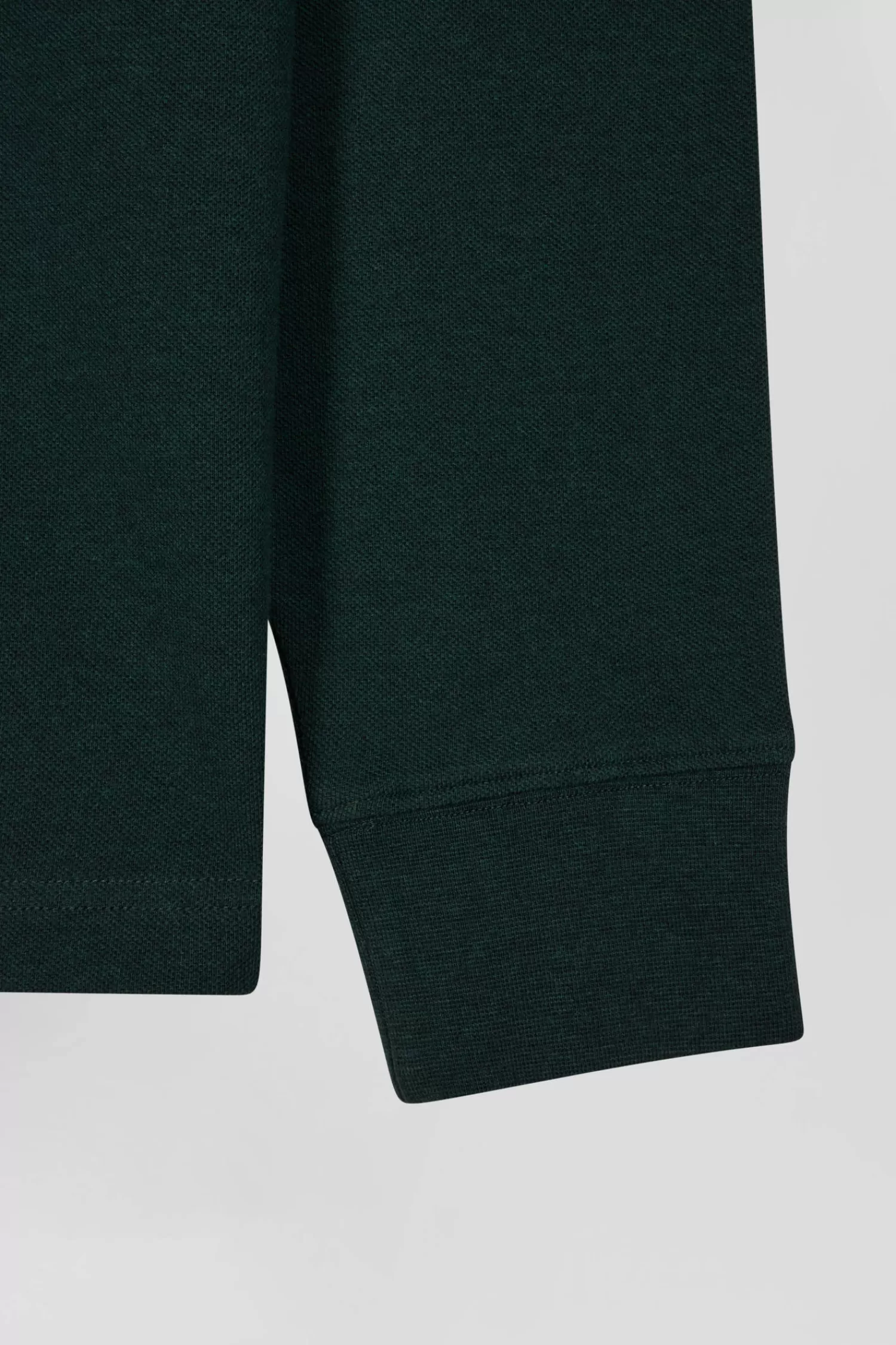 Eden Park Regular green long-sleeved cotton piqué polo shirt with pink details< Polos