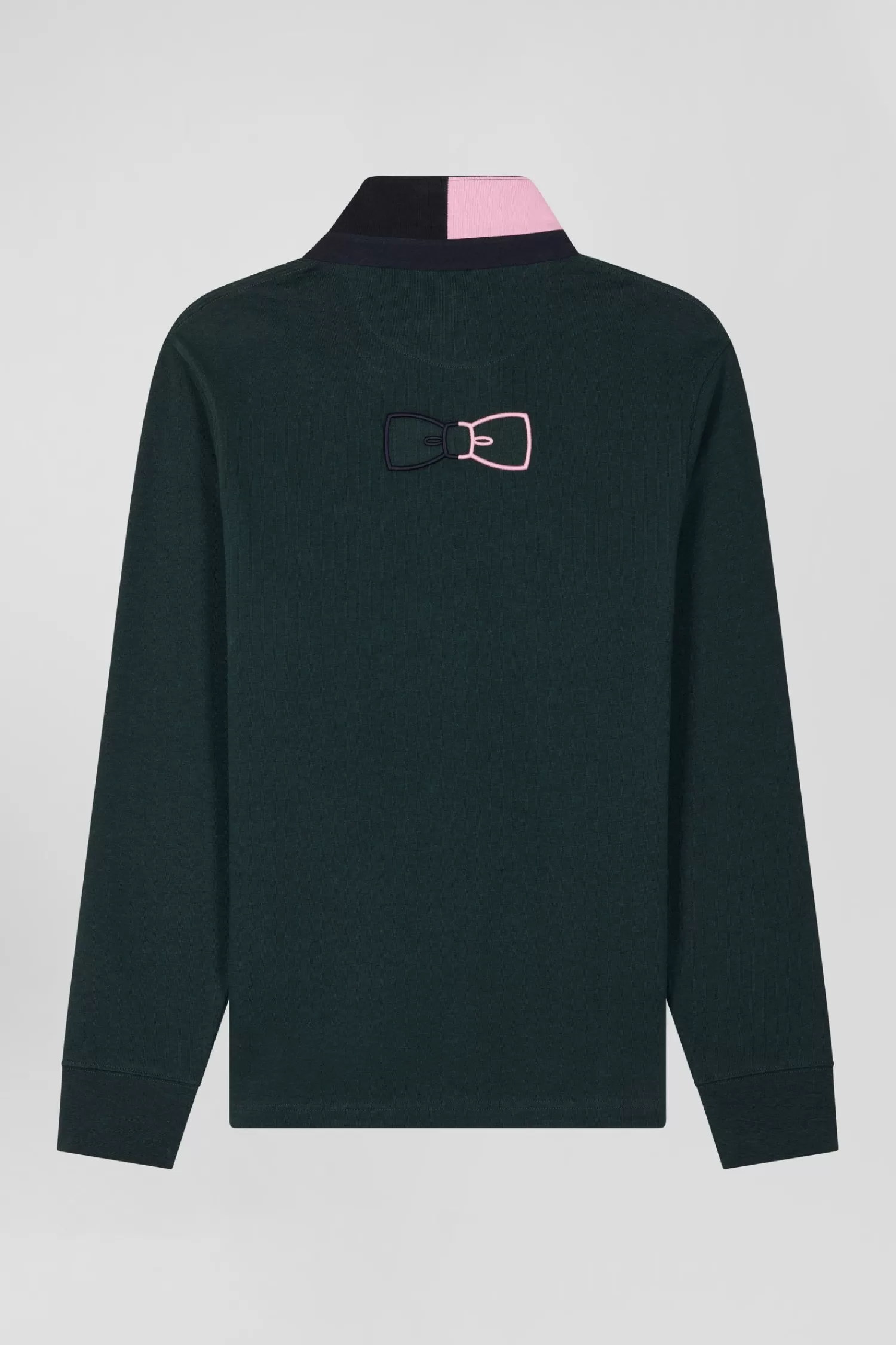 Eden Park Regular green long-sleeved cotton rugby shirt with bow tie details< Rugby Shirts