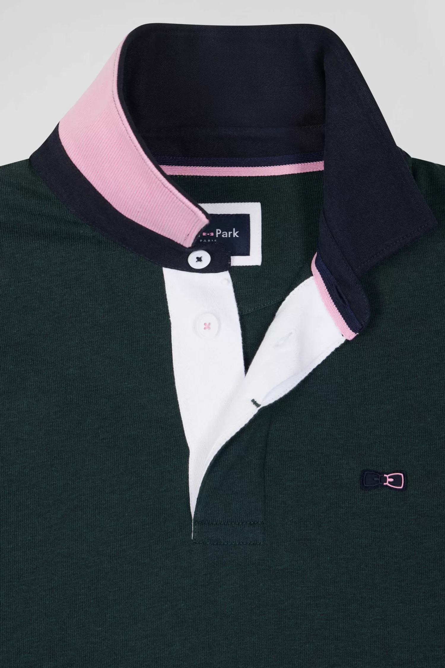 Eden Park Regular green long-sleeved cotton rugby shirt with bow tie details< Rugby Shirts