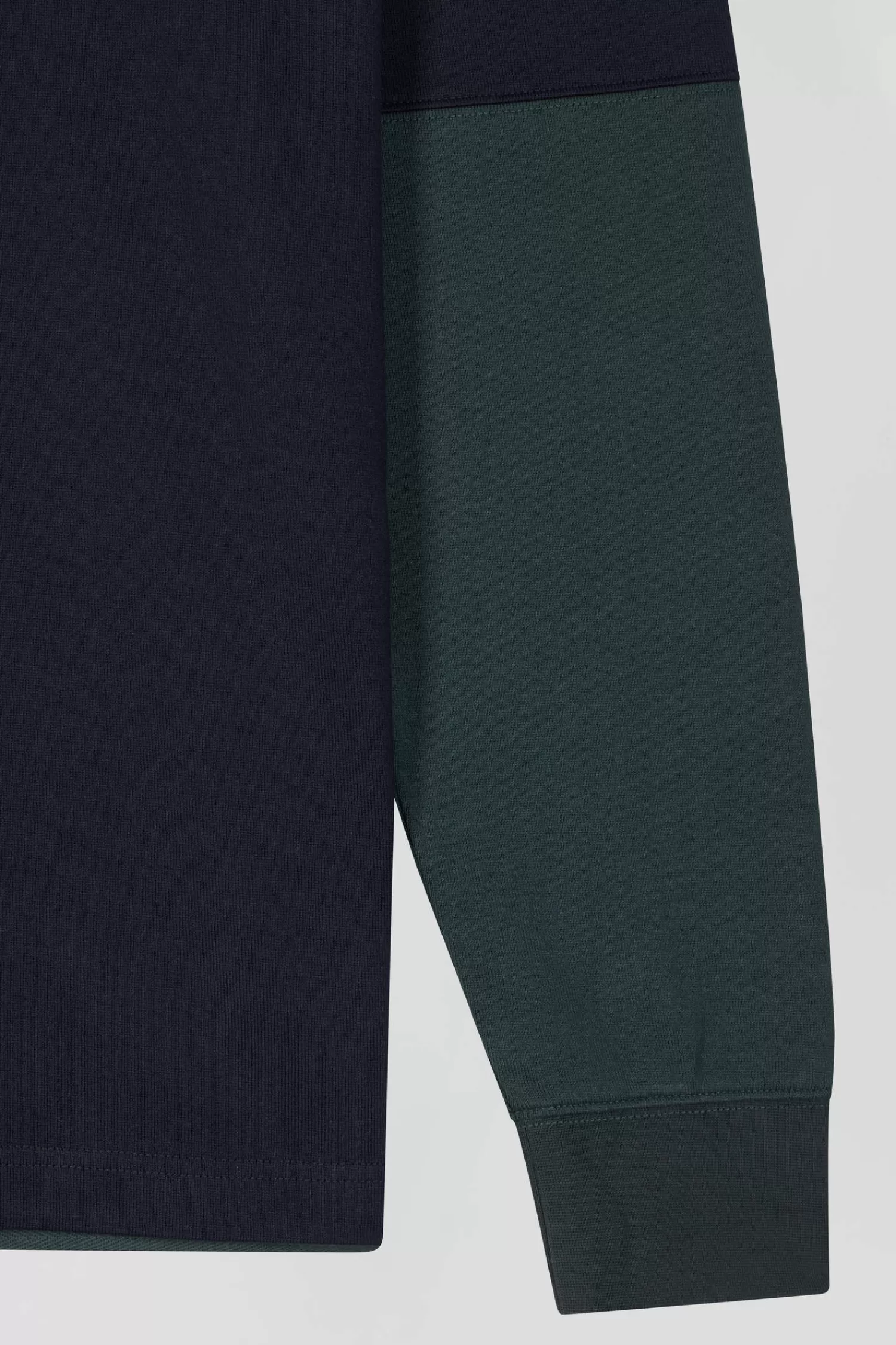 Eden Park Regular green long-sleeved cotton rugby shirt with tie fabric patchwork< Rugby Shirts
