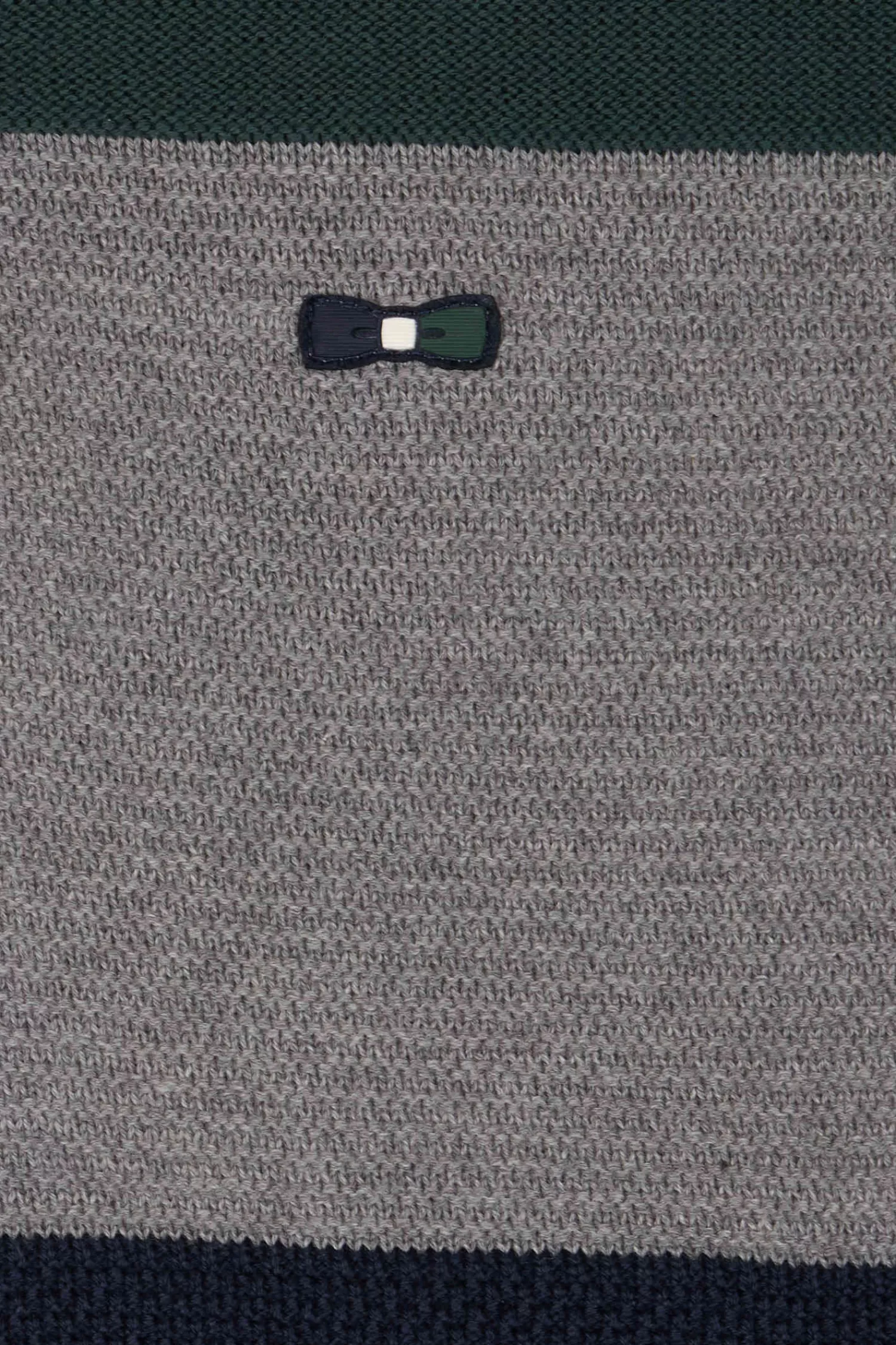 Eden Park Regular green wool and cotton jumper with knit patterns and rugby shirt collar< Sweaters