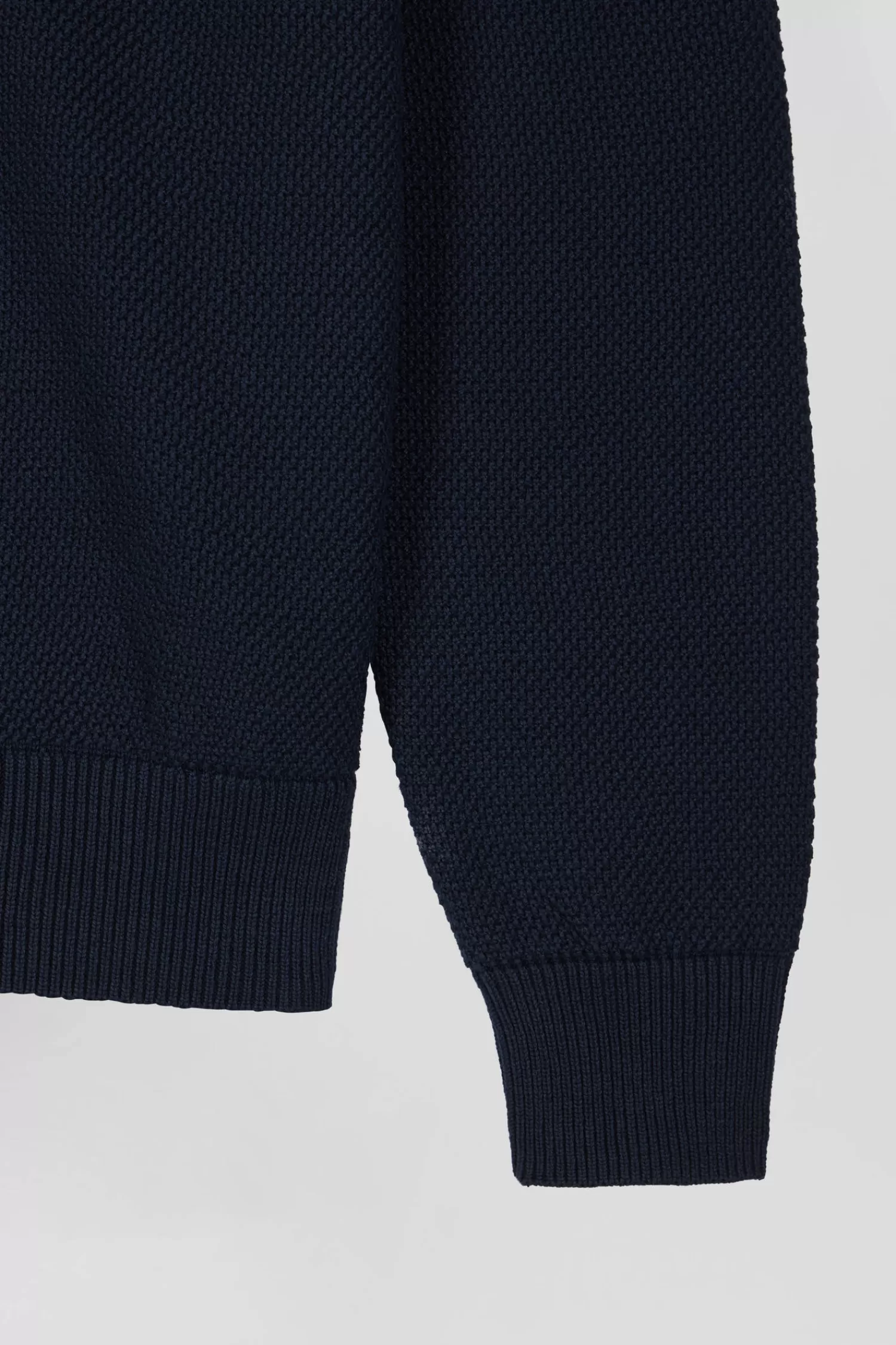 Eden Park Regular green wool and cotton jumper with knit patterns and rugby shirt collar< Sweaters