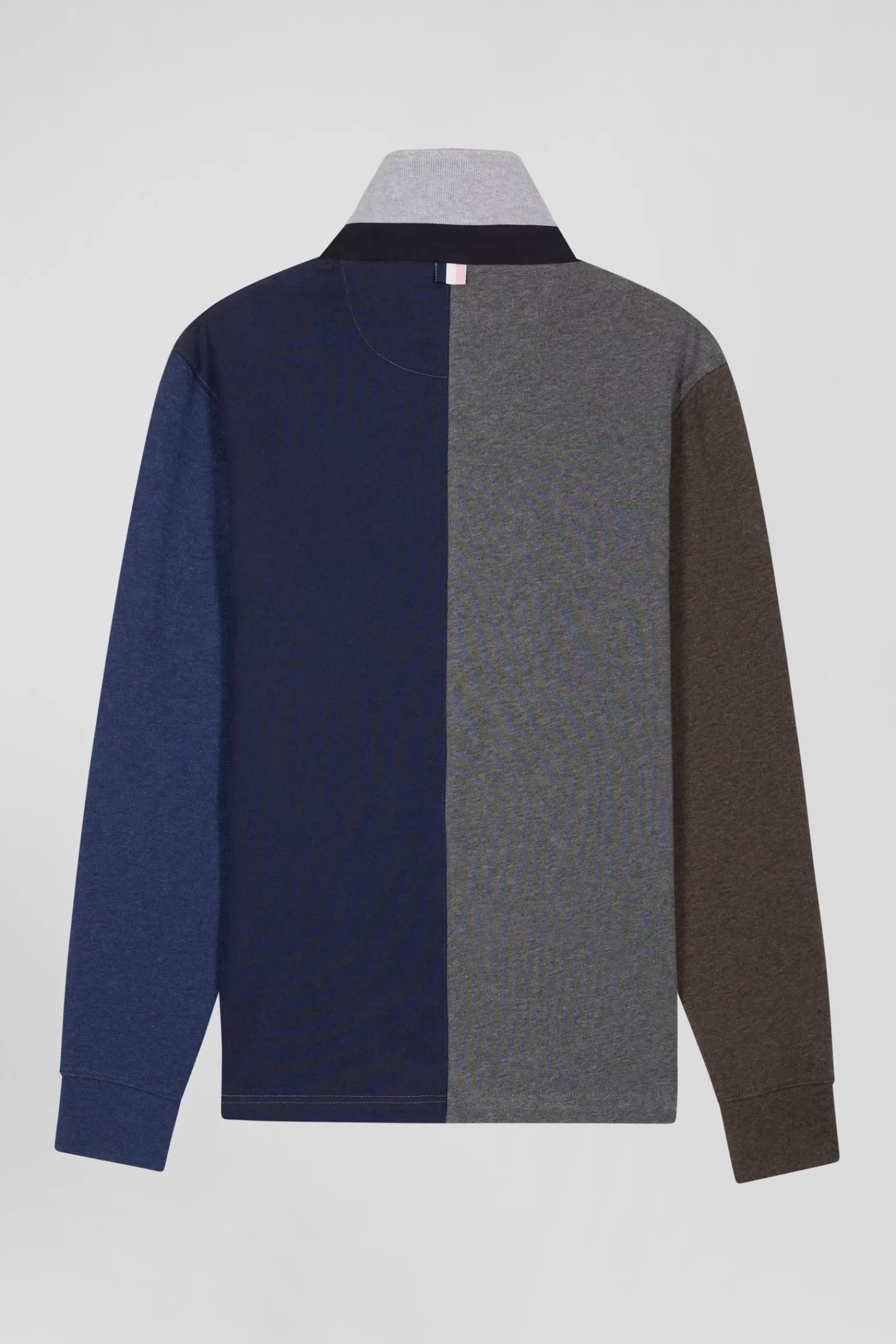 Eden Park Regular grey colorblock long-sleeved cotton rugby shirt< Rugby Shirts