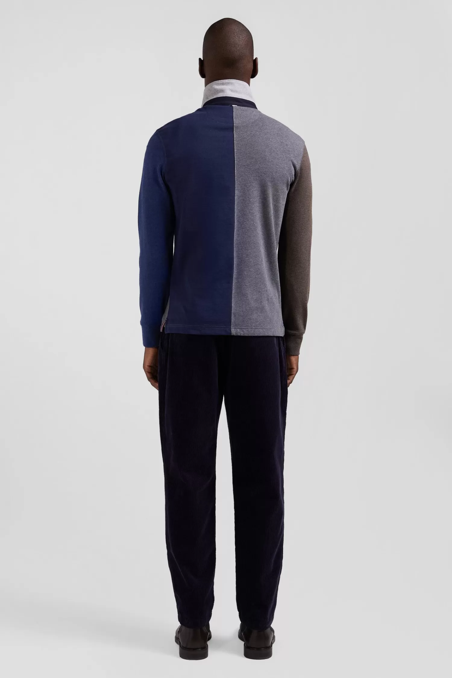 Eden Park Regular grey colorblock long-sleeved cotton rugby shirt< Rugby Shirts