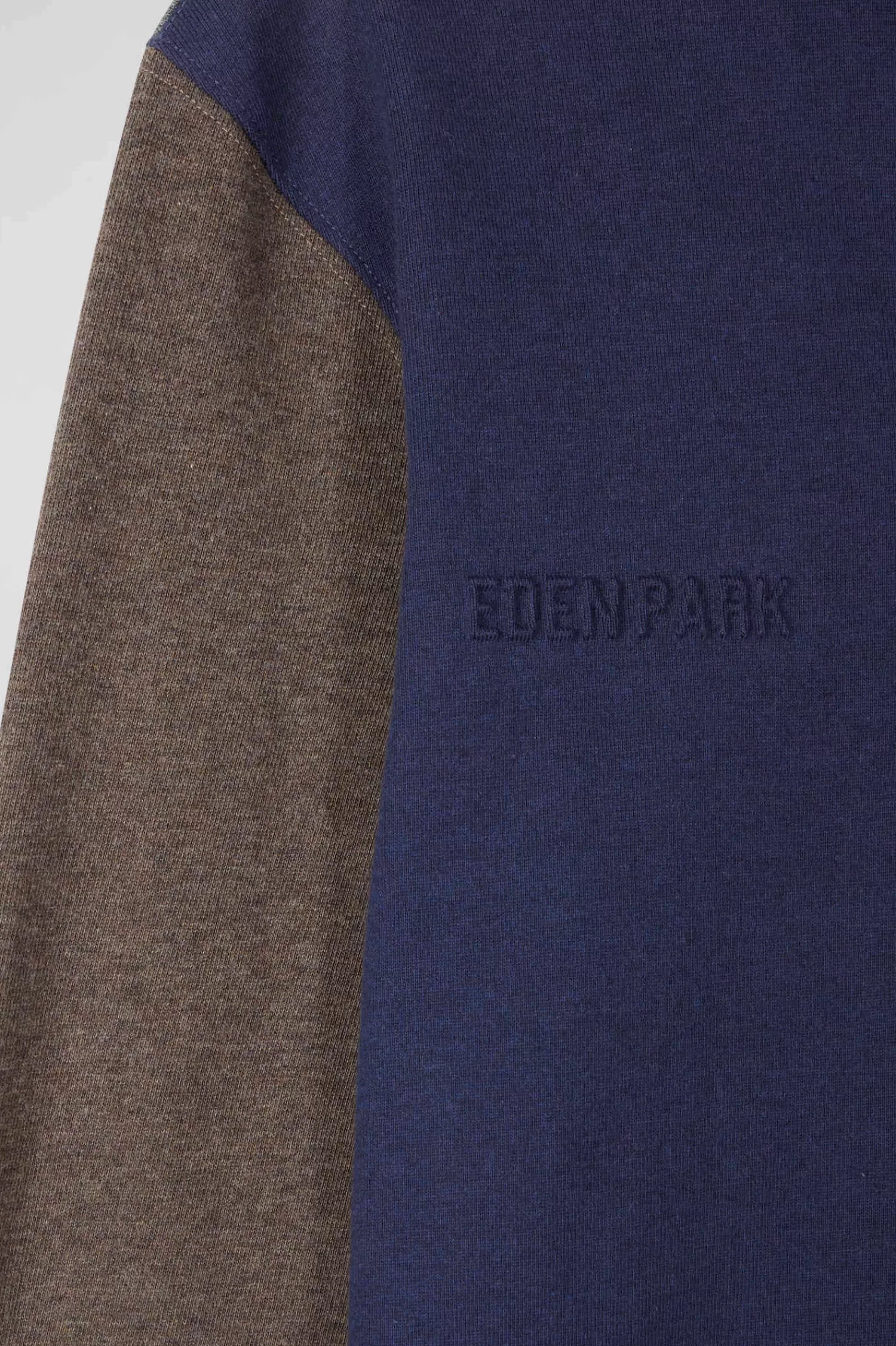 Eden Park Regular grey colorblock long-sleeved cotton rugby shirt< Rugby Shirts