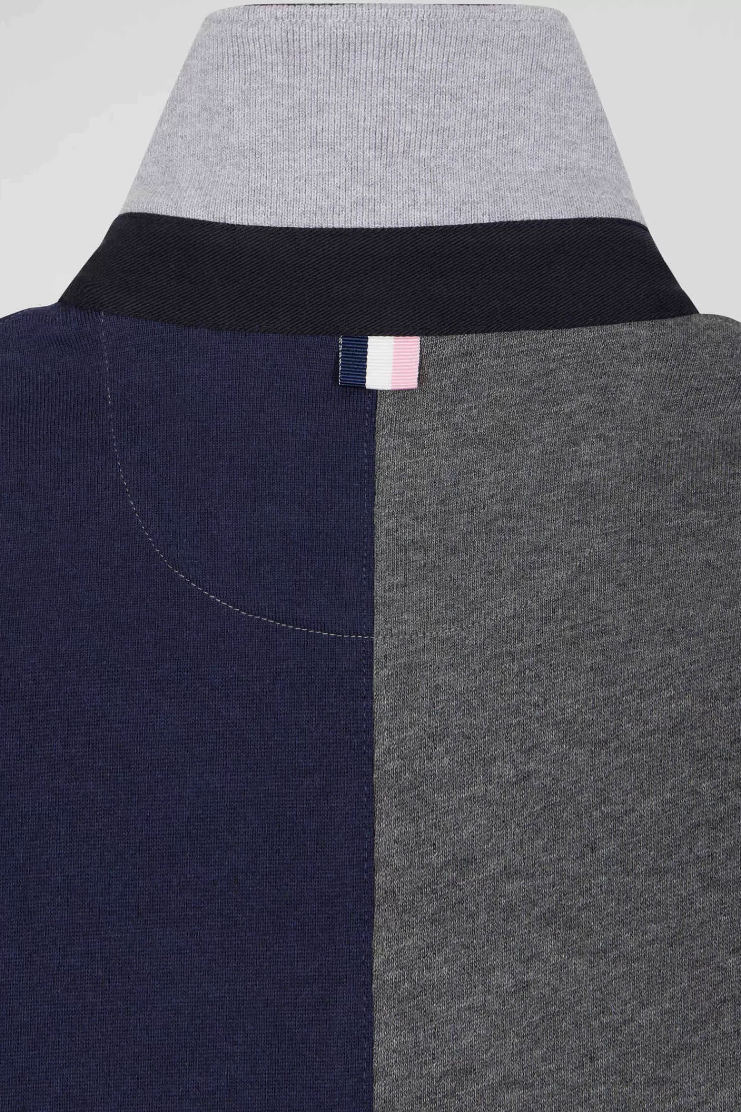 Eden Park Regular grey colorblock long-sleeved cotton rugby shirt< Rugby Shirts
