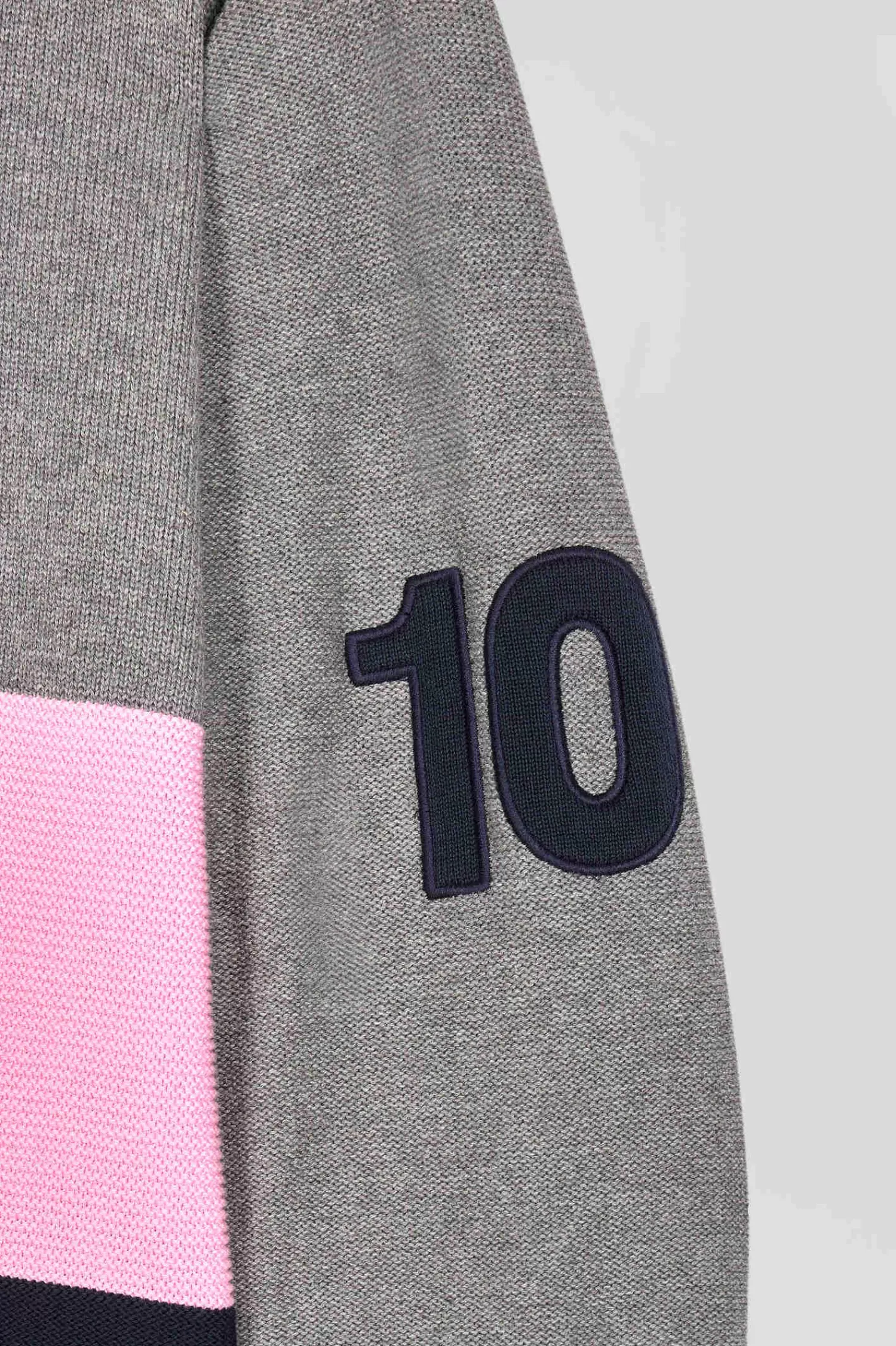 Eden Park Regular grey embroidered semi-zipped colorblock cotton jumper< Sweaters