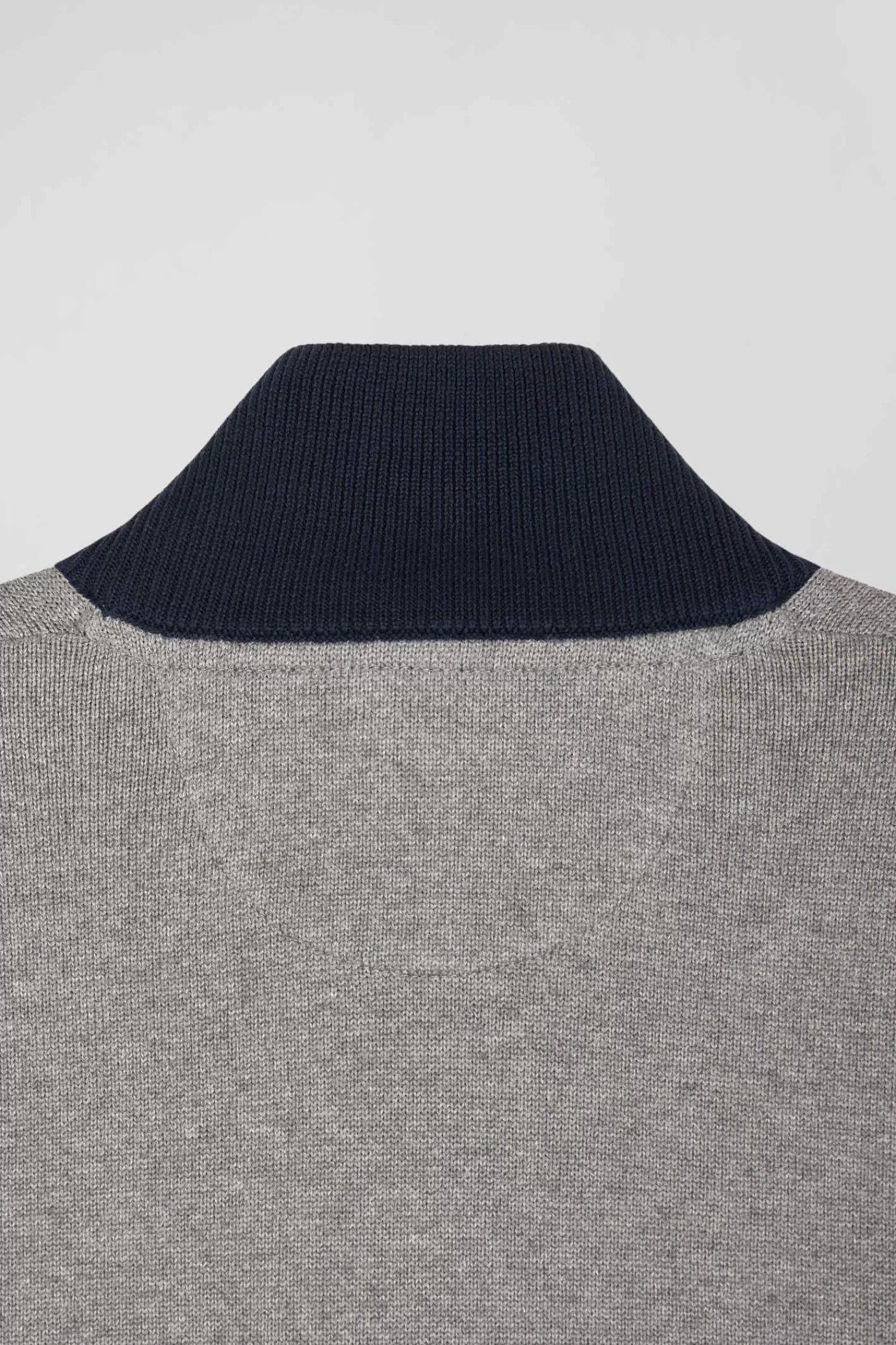 Eden Park Regular grey embroidered semi-zipped colorblock cotton jumper< Sweaters