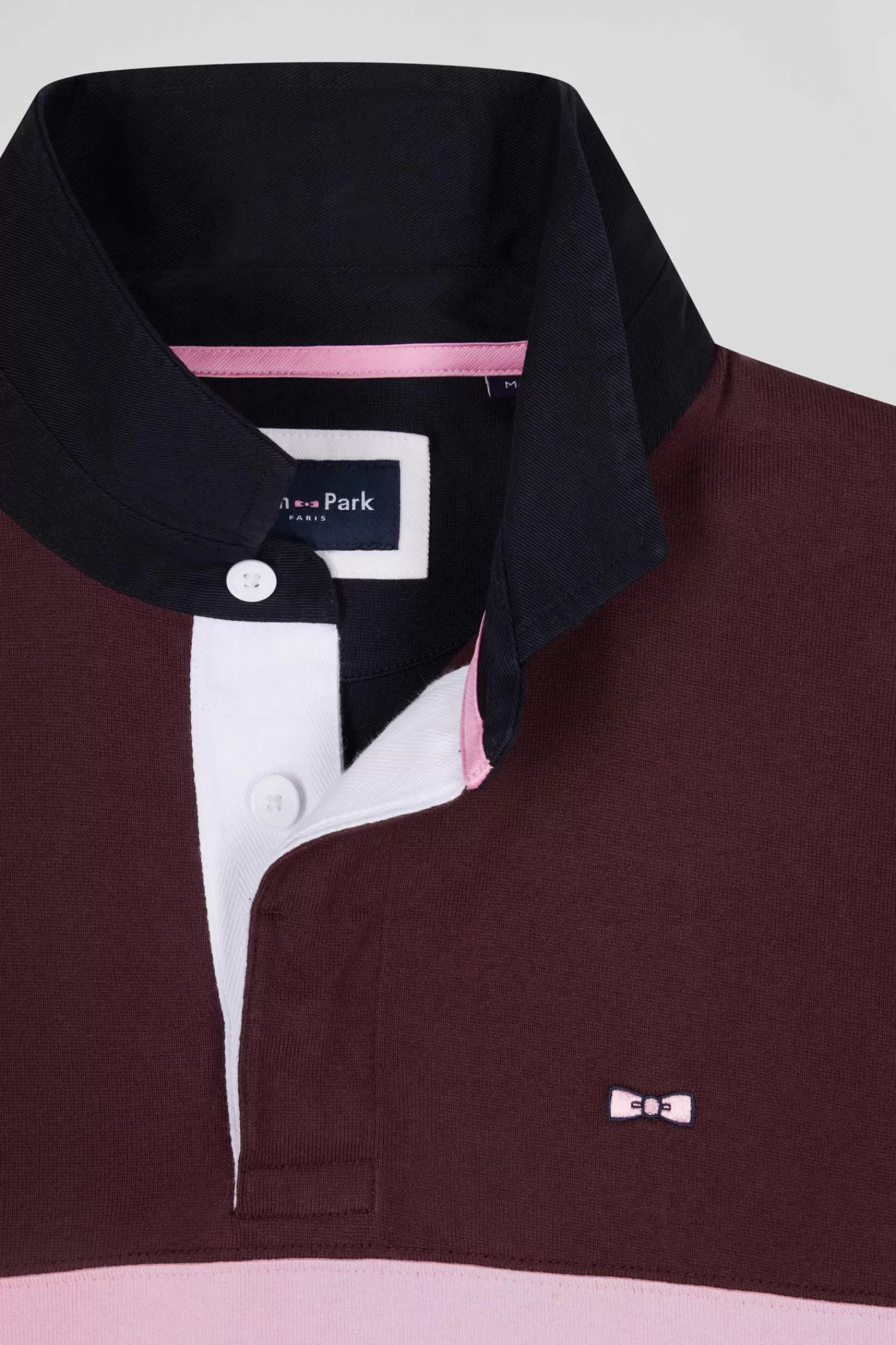 Eden Park Regular grey long-sleeved colourblock cotton rugby shirt with back embroidery< Rugby Shirts