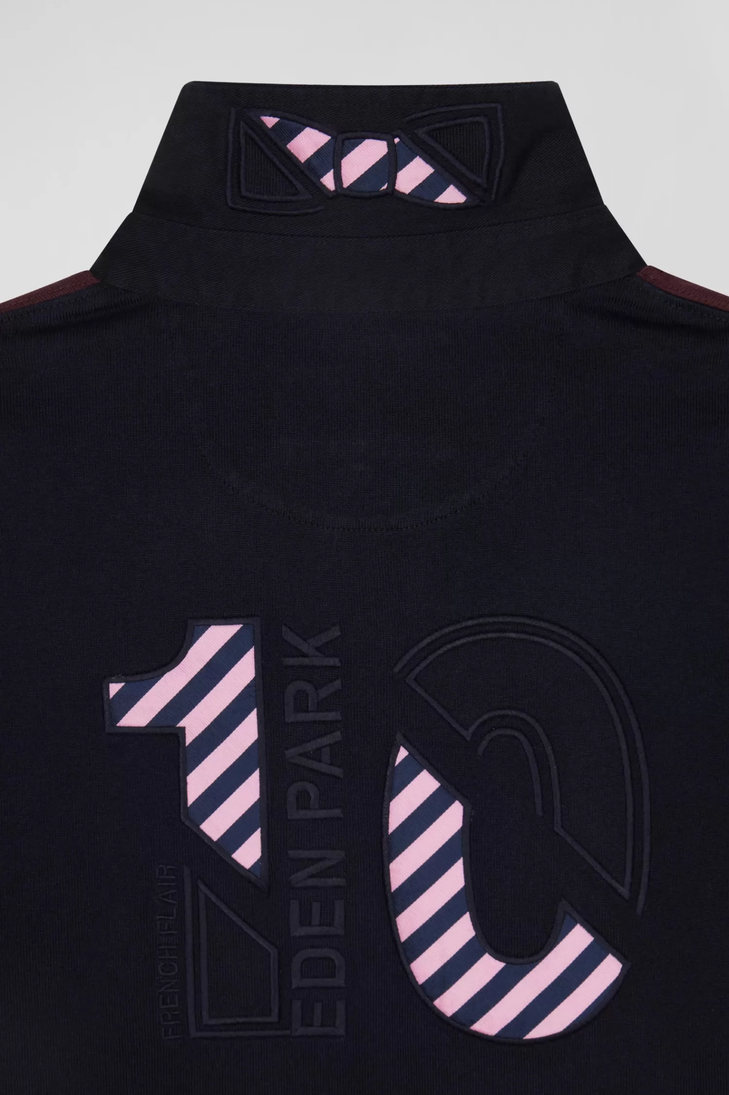 Eden Park Regular grey long-sleeved colourblock cotton rugby shirt with back embroidery< Rugby Shirts