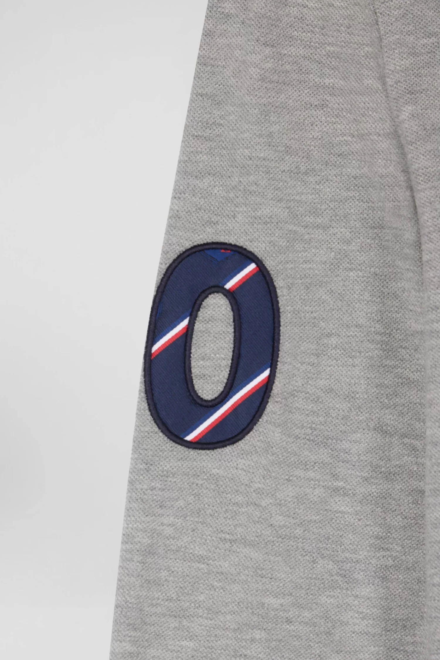 Eden Park Regular grey long-sleeved cotton piqué polo shirt with XV de France embroidery< Polos