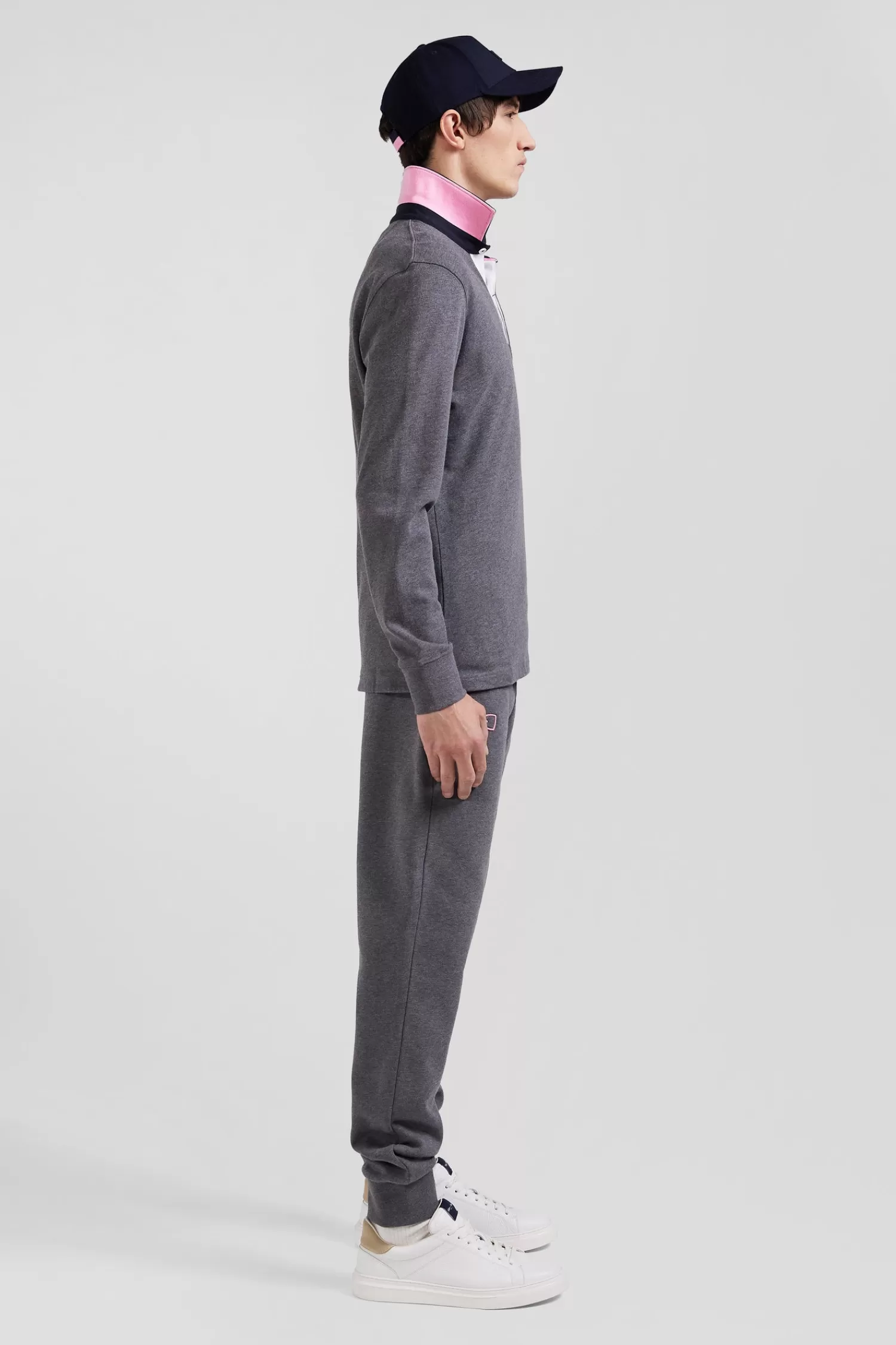 Eden Park Regular grey long-sleeved cotton rugby shirt with bow tie details< Rugby Shirts