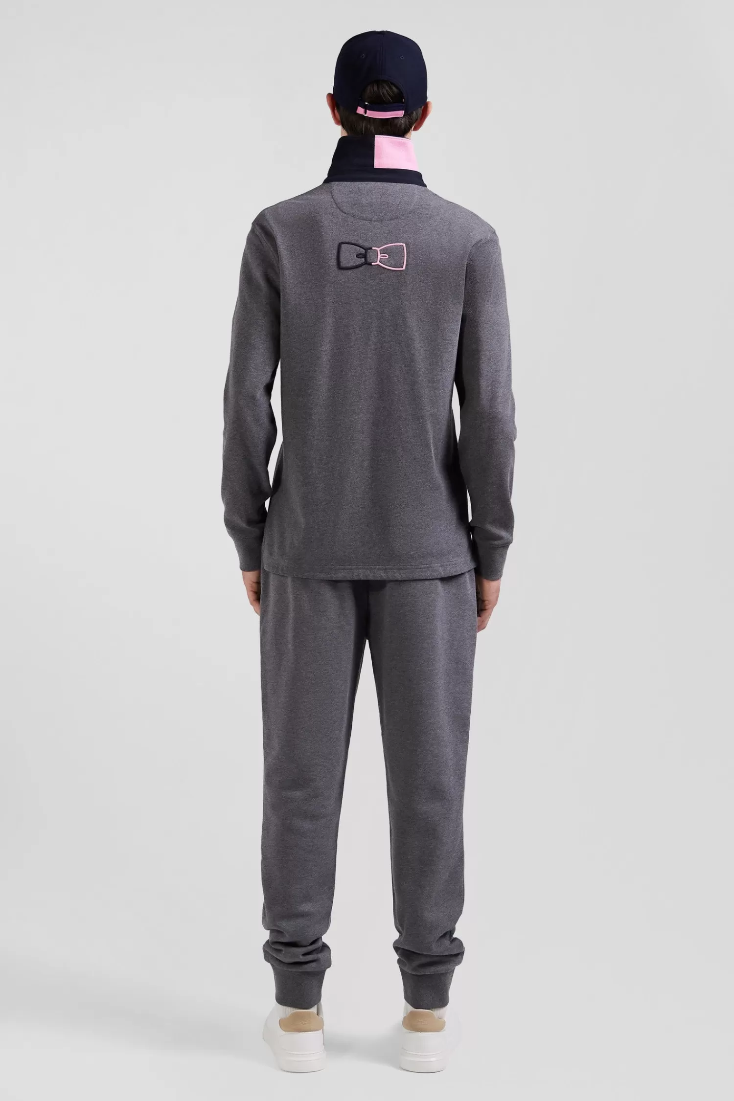 Eden Park Regular grey long-sleeved cotton rugby shirt with bow tie details< Rugby Shirts