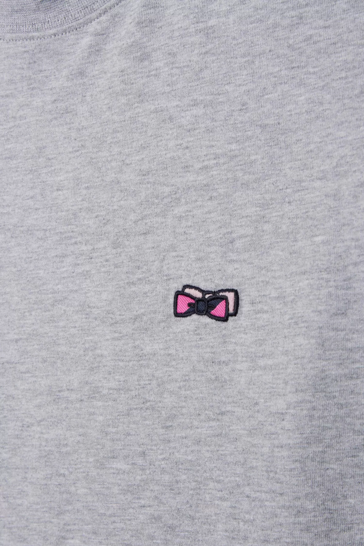 Eden Park Regular grey long-sleeved cotton T-shirt with striped bow tie embroidery< T-shirts
