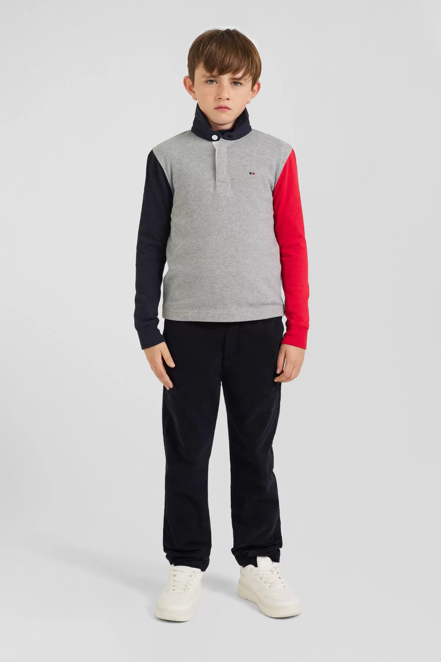 Eden Park Regular grey tricolour XV de France long-sleeved cotton rugby shirt<Kids Kids