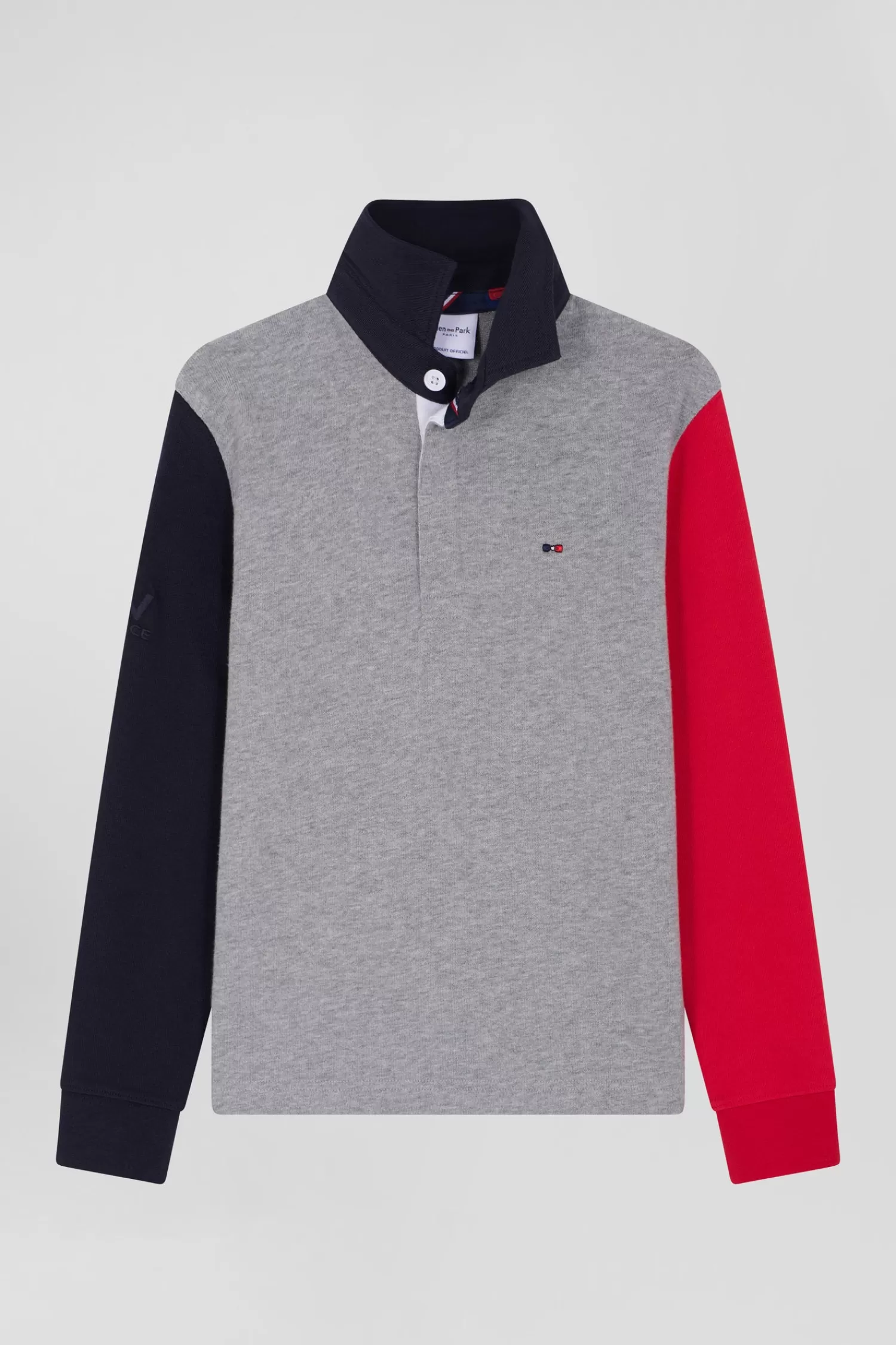 Eden Park Regular grey tricolour XV de France long-sleeved cotton rugby shirt<Kids Kids