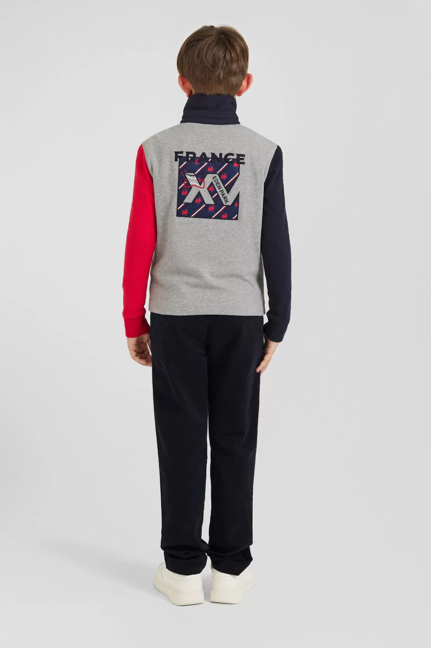 Eden Park Regular grey tricolour XV de France long-sleeved cotton rugby shirt<Kids Kids