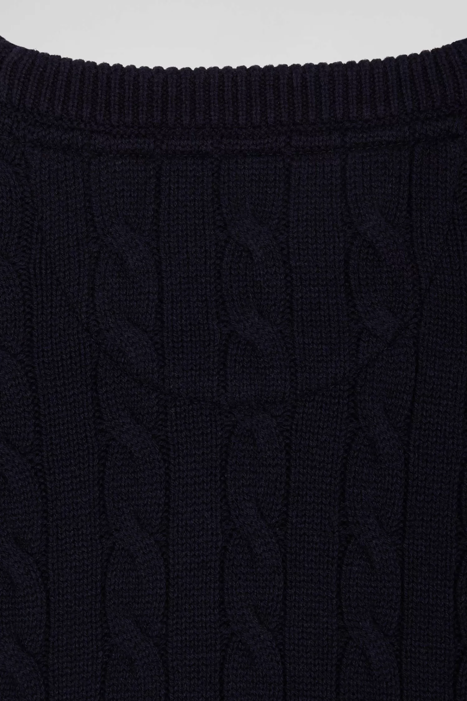 Eden Park Regular grey wool and cotton crew neck jumper with knit patterns< Sweaters