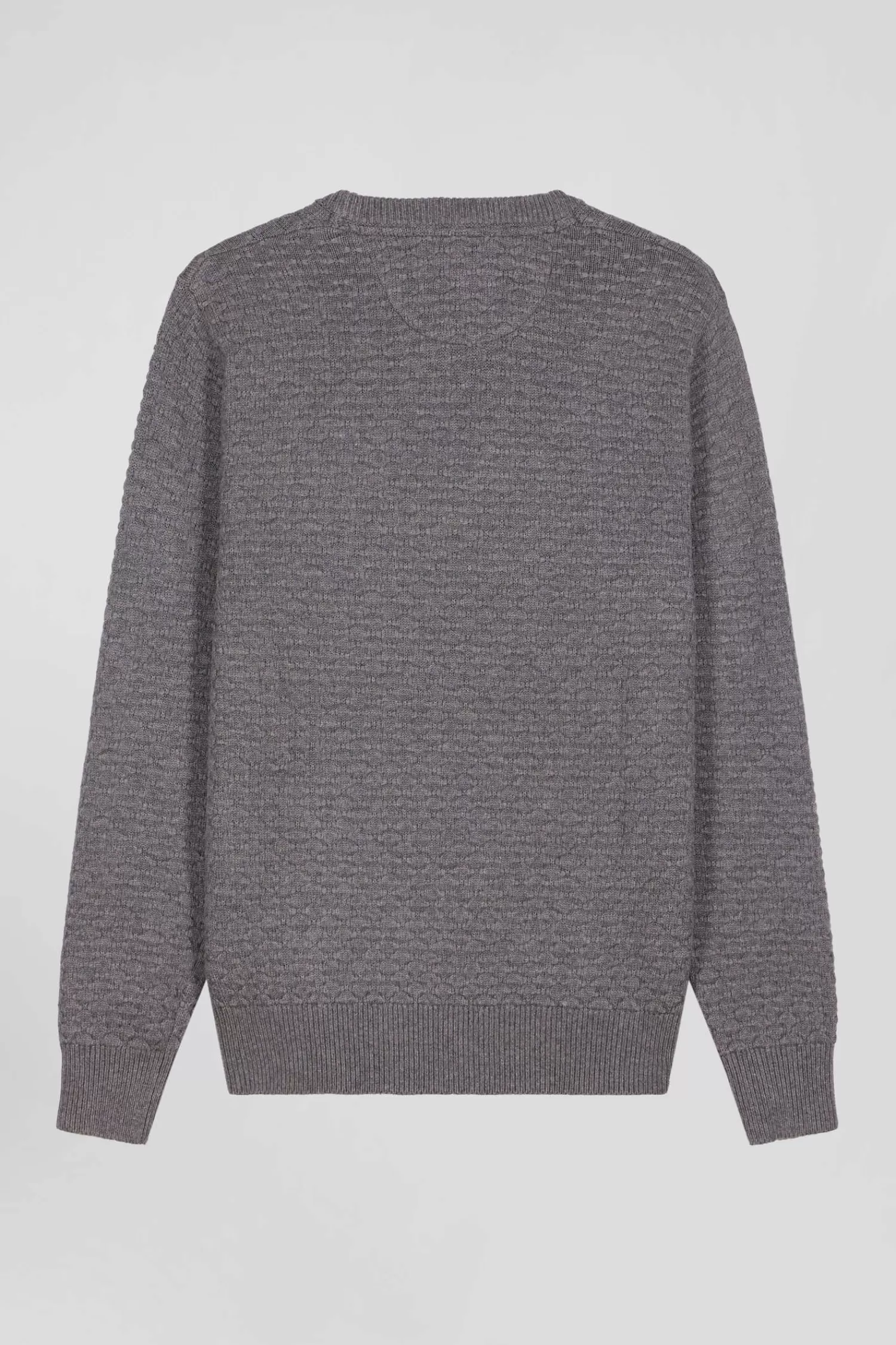 Eden Park Regular grey wool and cotton crew neck jumper with micro bow tie effect< Sweaters